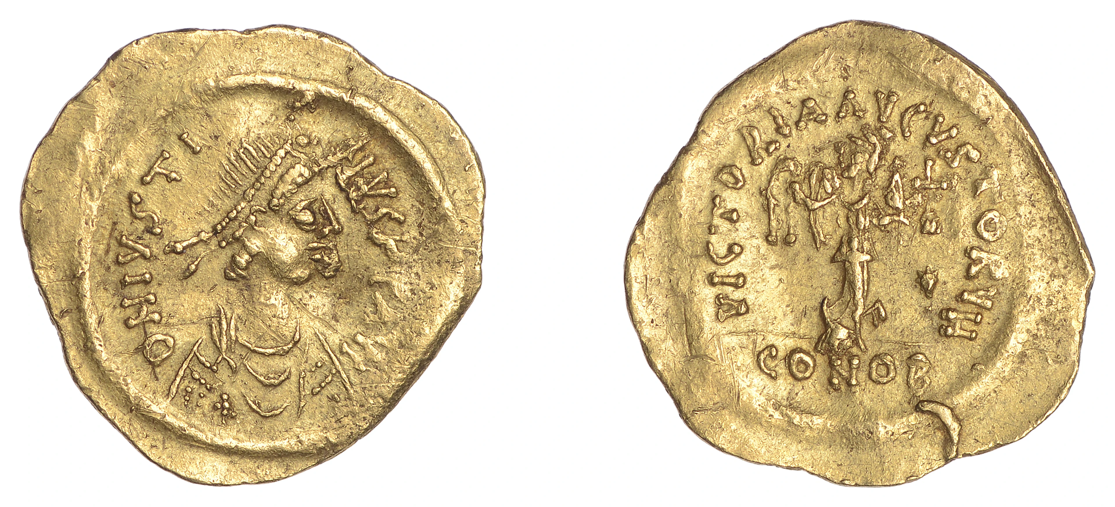 Justin II (565-578), Tremissis, Constantinople, 565-78, diademed