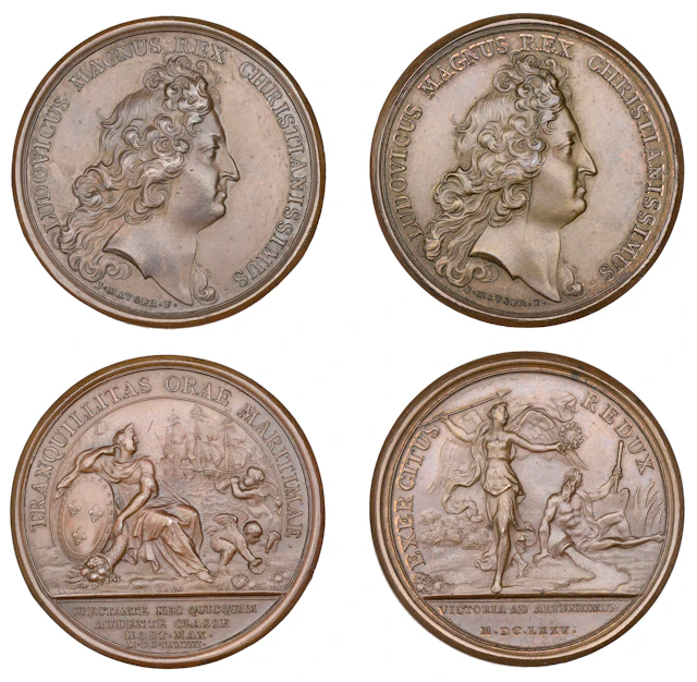 France, Louis XIV, Dutch Failure to Land at Belle-Ile, 1674, a bronze