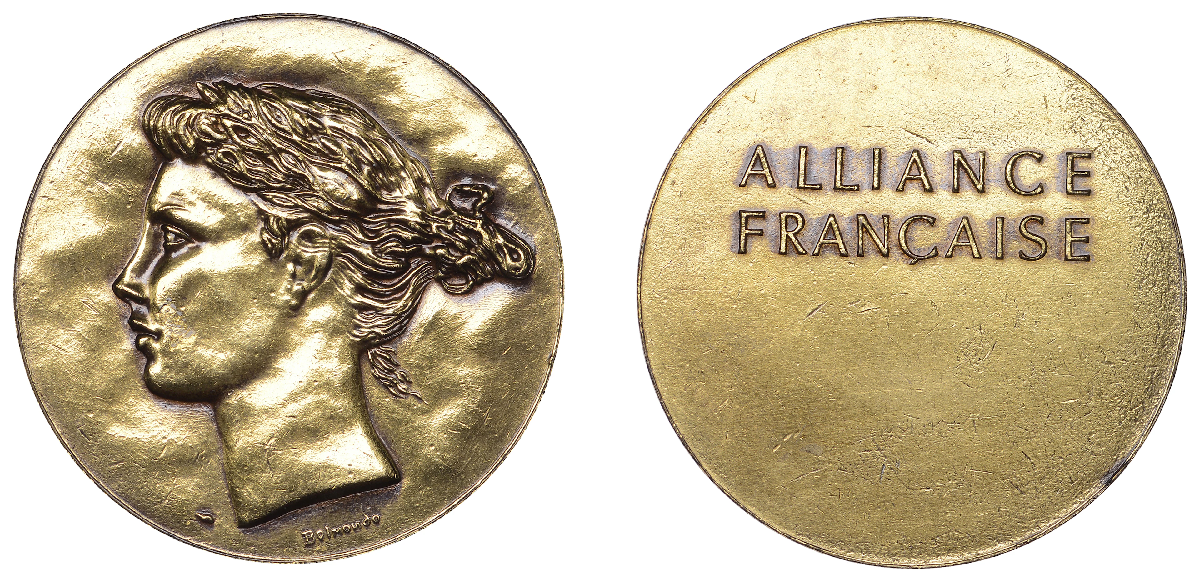 FRANCE, Alliance Française, c. 1960, a gilt-bronze award medal by
