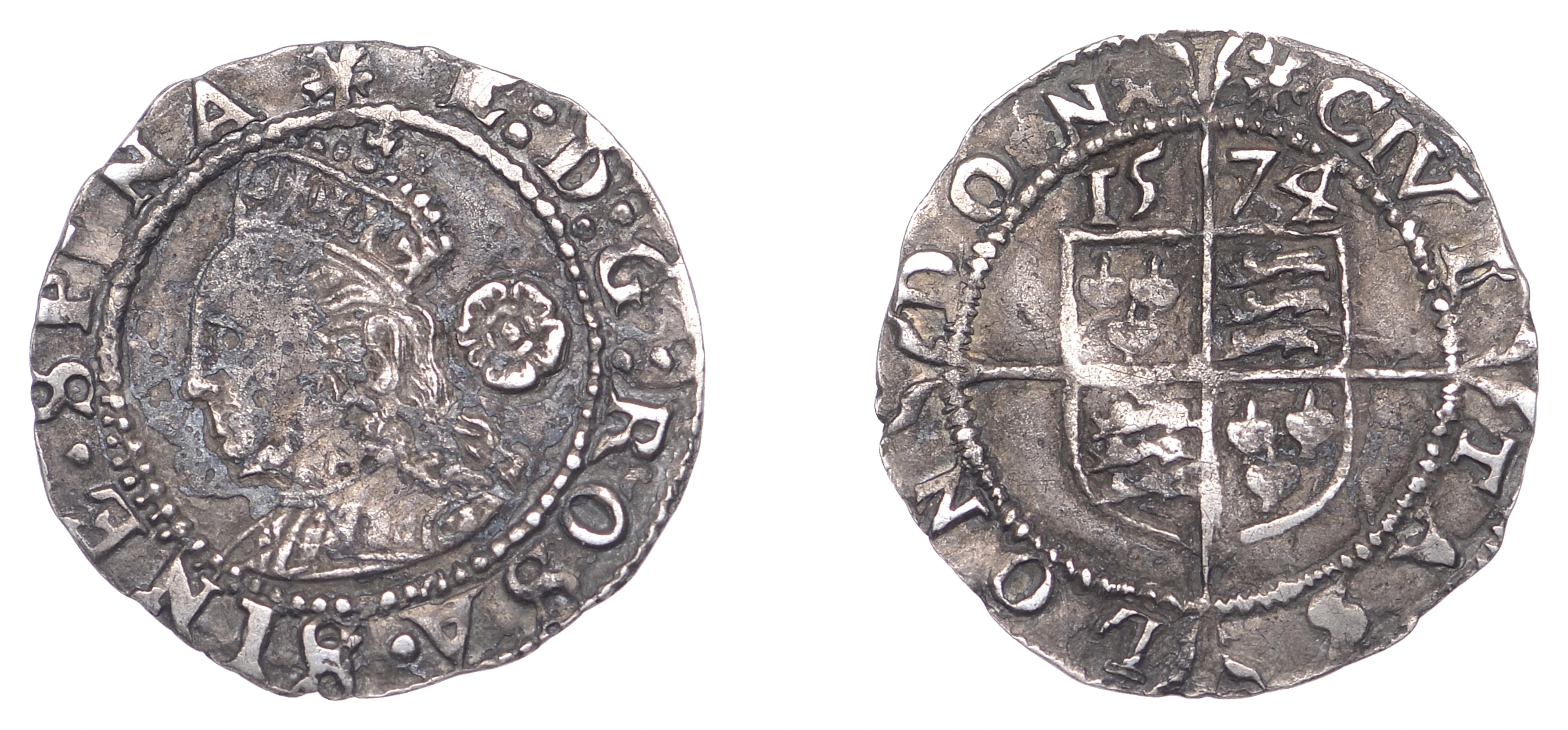 Elizabeth I (1558-1603), Fourth issue, Threehalfpence, 1574/2, mm.
