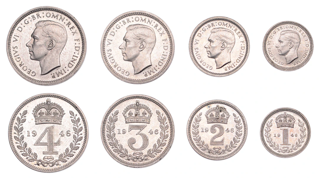 George VI (1936-1952), Maundy Set, 1946 (ESC 4315; S 4086) [4]. Satin