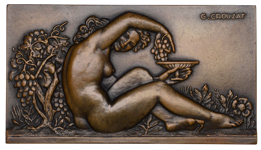 FRANCE, Bacchante, 1942, an Art Déco uniface bronze plaque by G. Crouzat