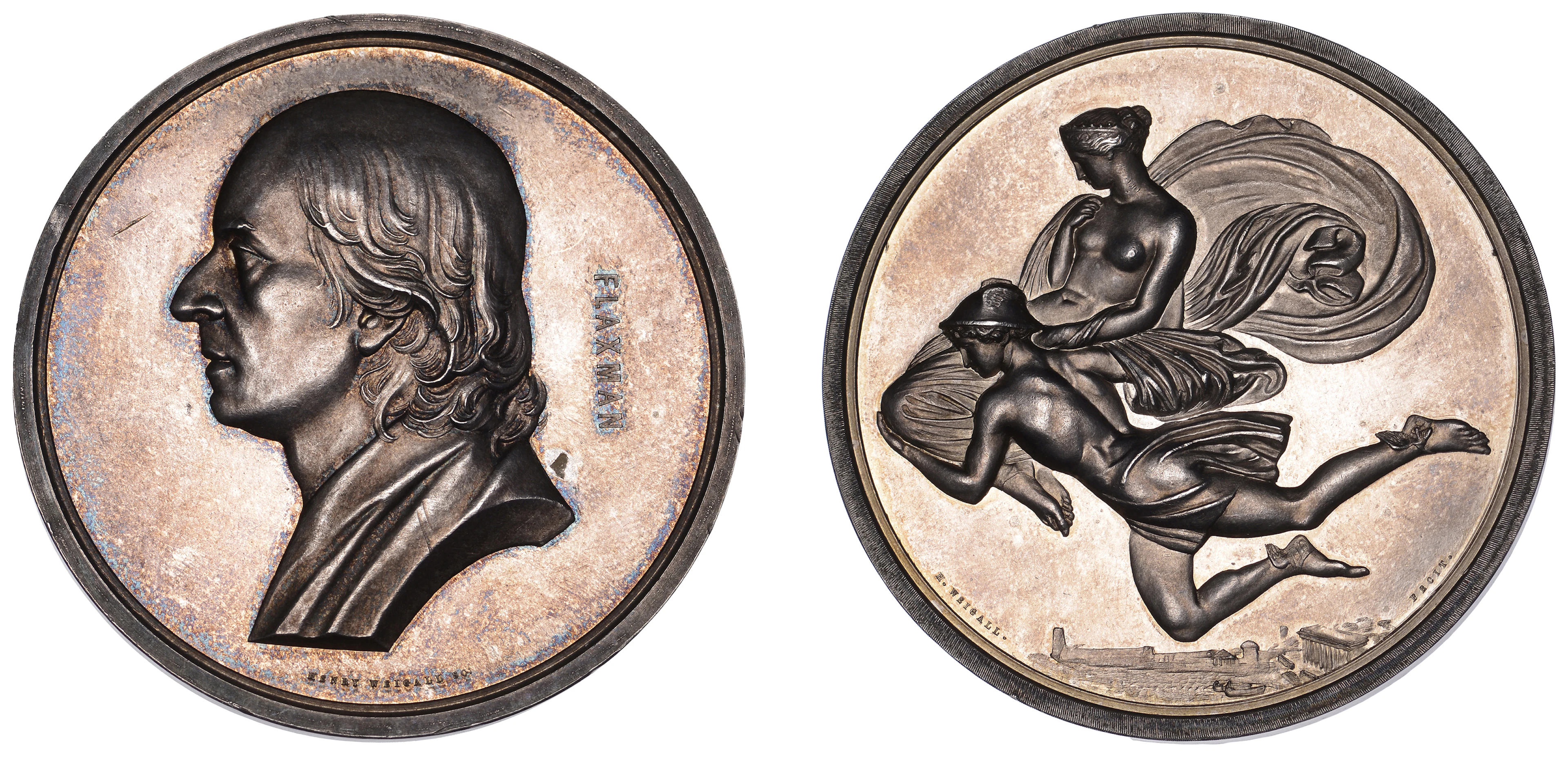 ENGLAND, John Flaxman, 1854, a silver medal by H. Weigall for the