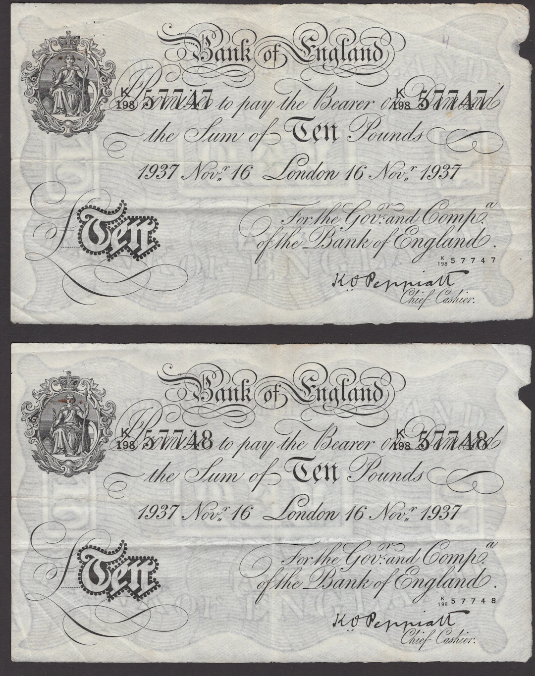 Bank of England, Kenneth O. Peppiatt, £10 (4), London, 16 November