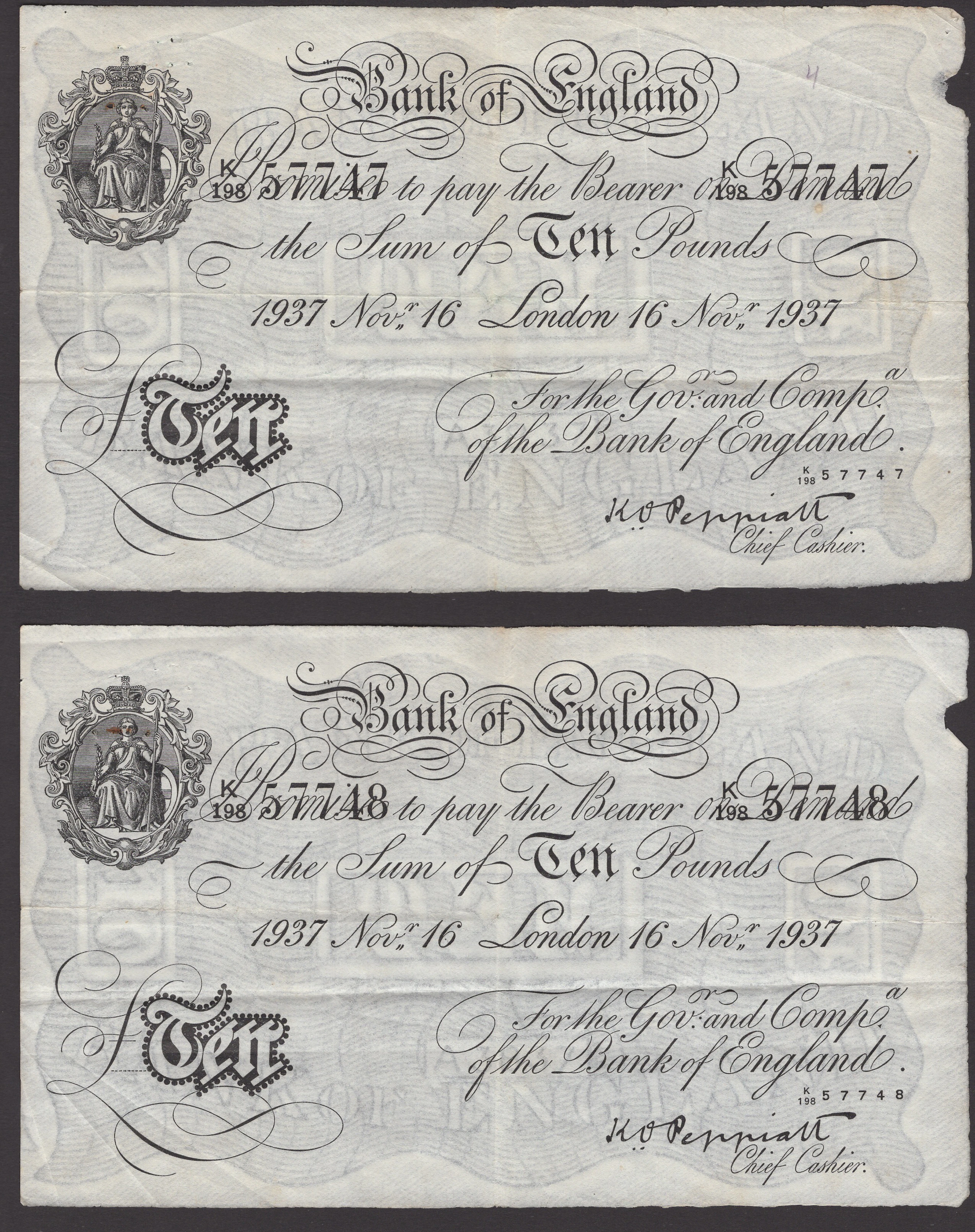 Bank of England, Kenneth O. Peppiatt, £10 (4), London, 16 November