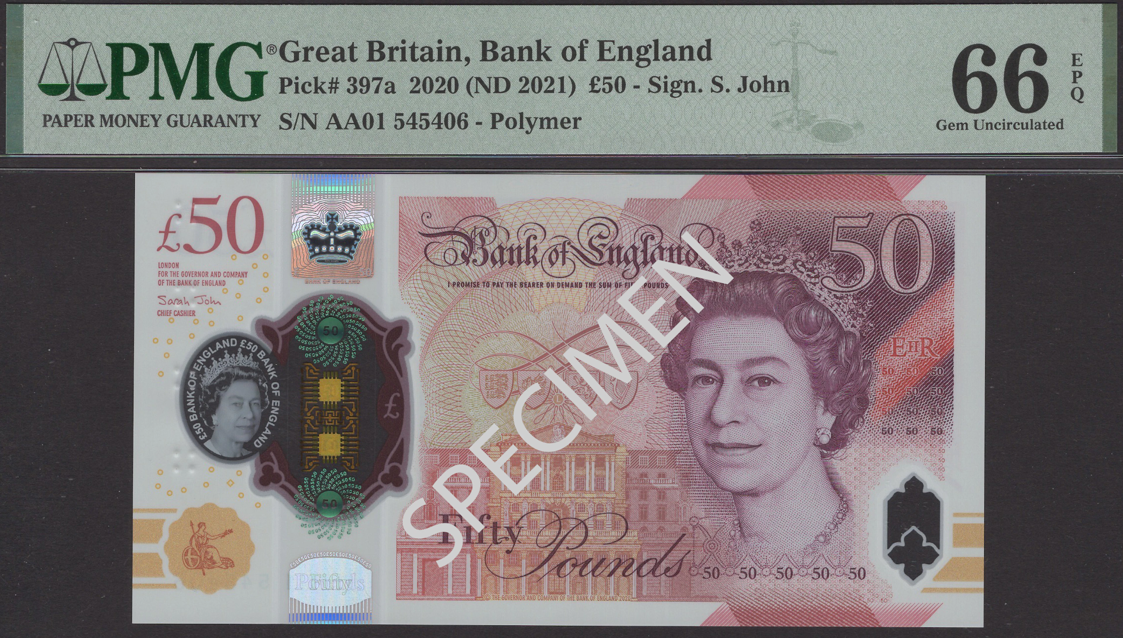 Bank of England, Victoria Cleland, £5, September 2016, serial number