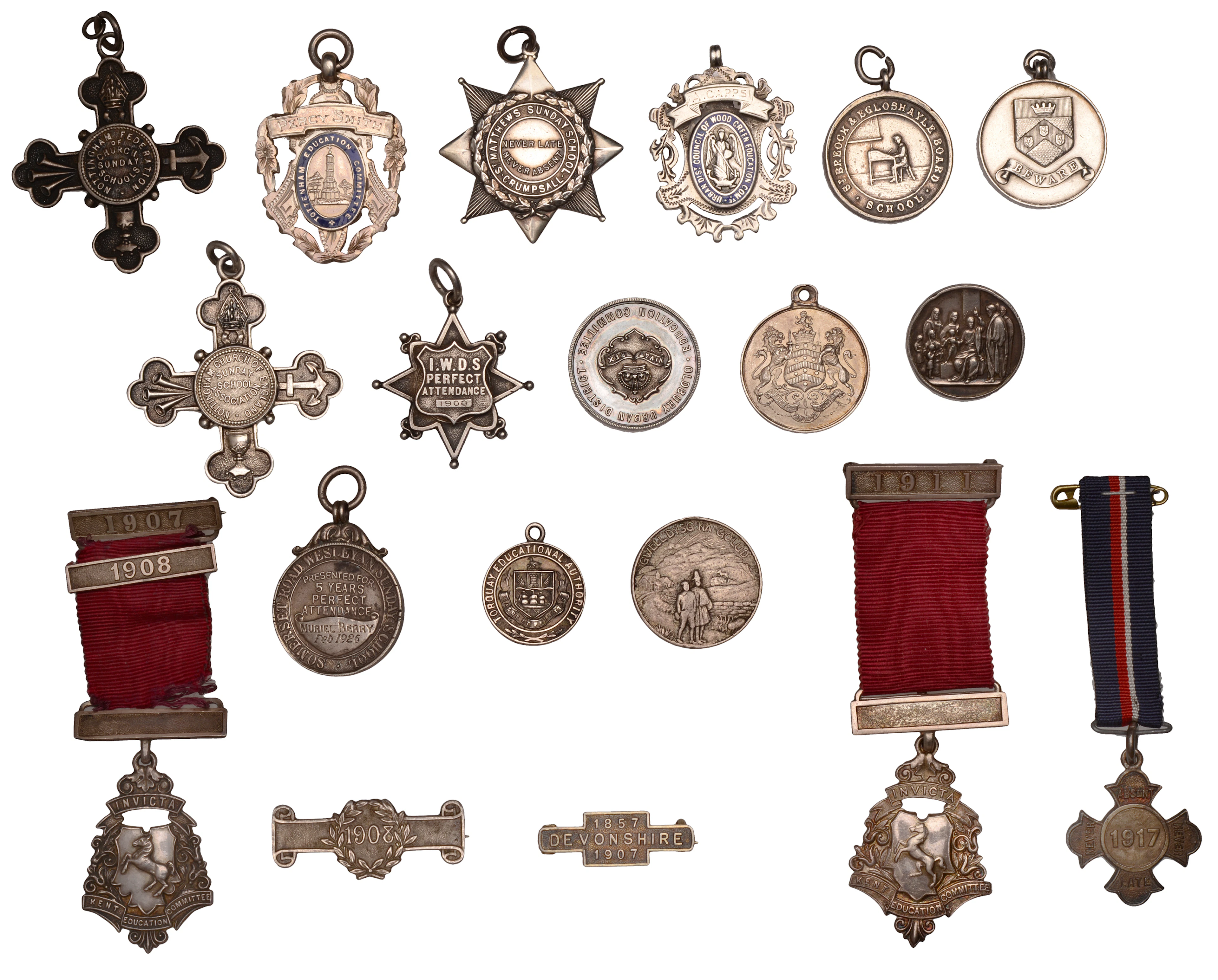 Great Britain, KENT, Education Committee, a silver attendance badge