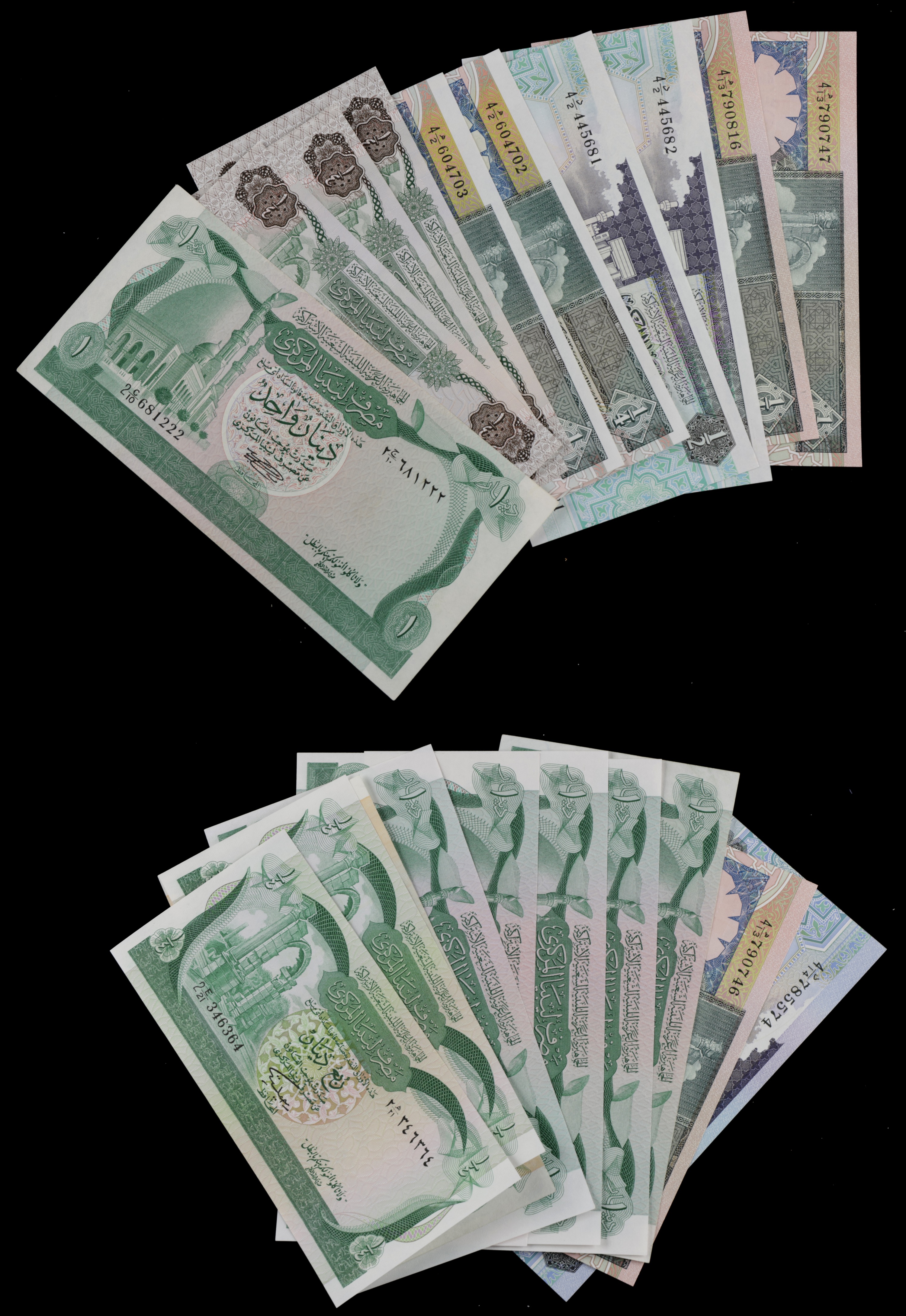 Central Bank of Libya, a group of notes dating from 1980 to 1991