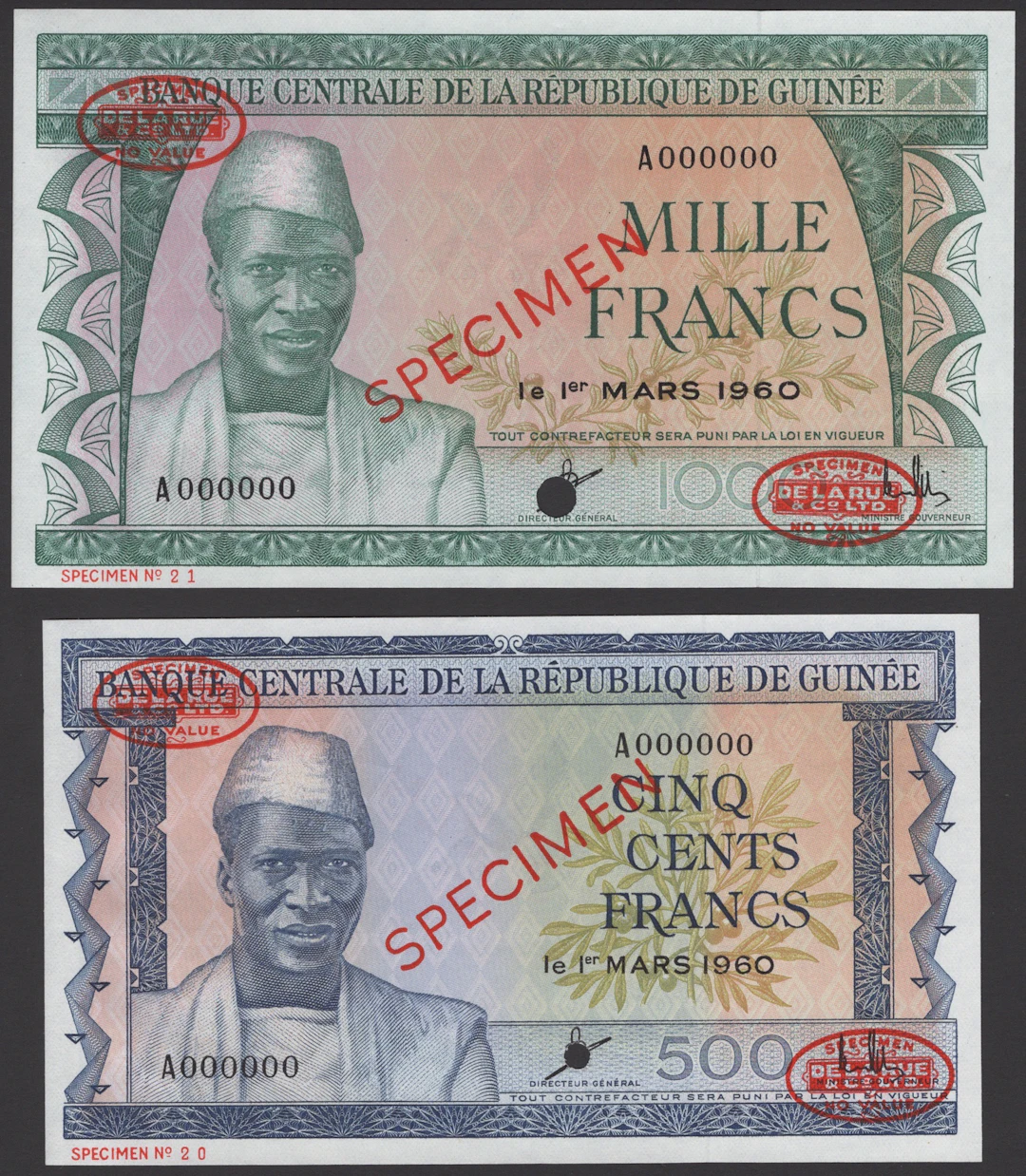 Banque Centrale de la Republique de Guinee, specimen 50 Francs, 100