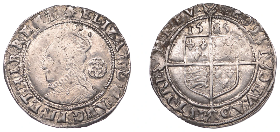 Elizabeth I (1558-1603), Sixth issue, Sixpence, 1585, mm. escallop