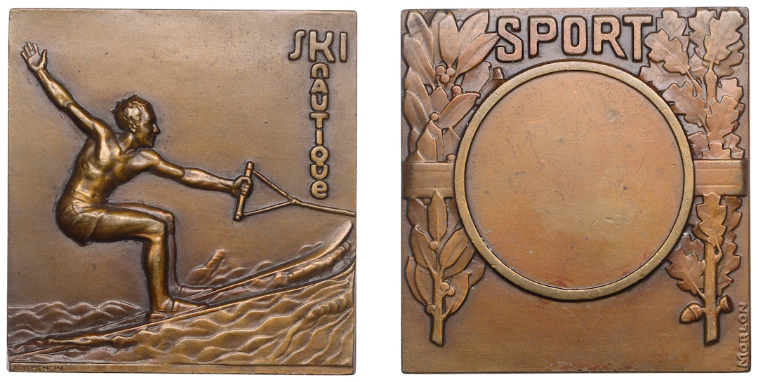 FRANCE, Ski Nautique [Water Ski-ing], 1939, an Art Déco bronze award