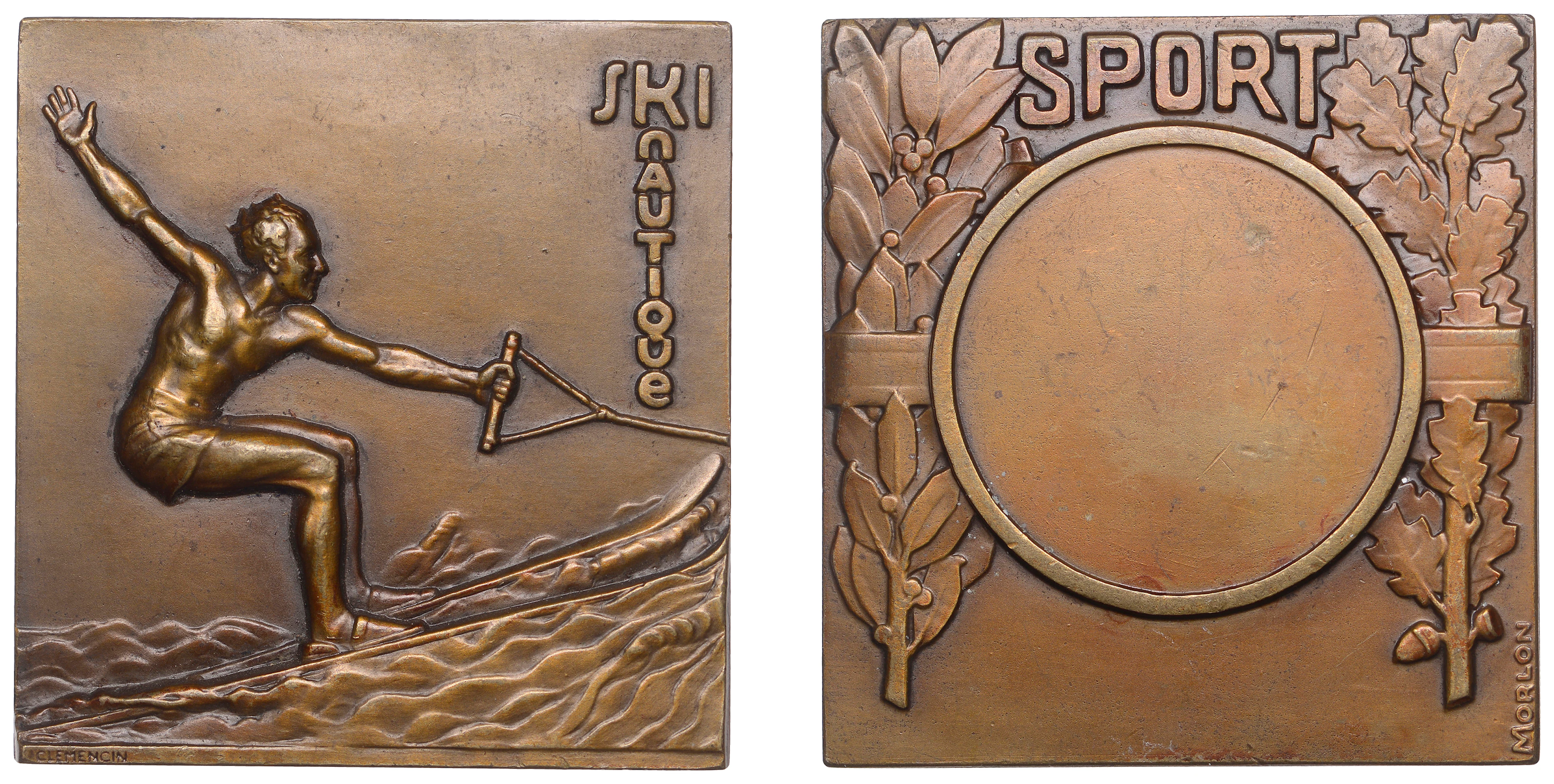 FRANCE, Ski Nautique [Water Ski-ing], 1939, an Art Déco bronze award