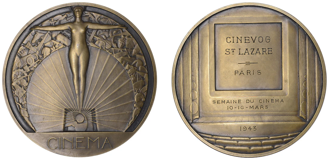 FRANCE, Cinéma, 1928 [struck 1939+], an Art Déco bronze award medal