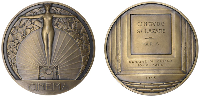 FRANCE, Cinéma, 1928 [struck 1939+], an Art Déco bronze award medal