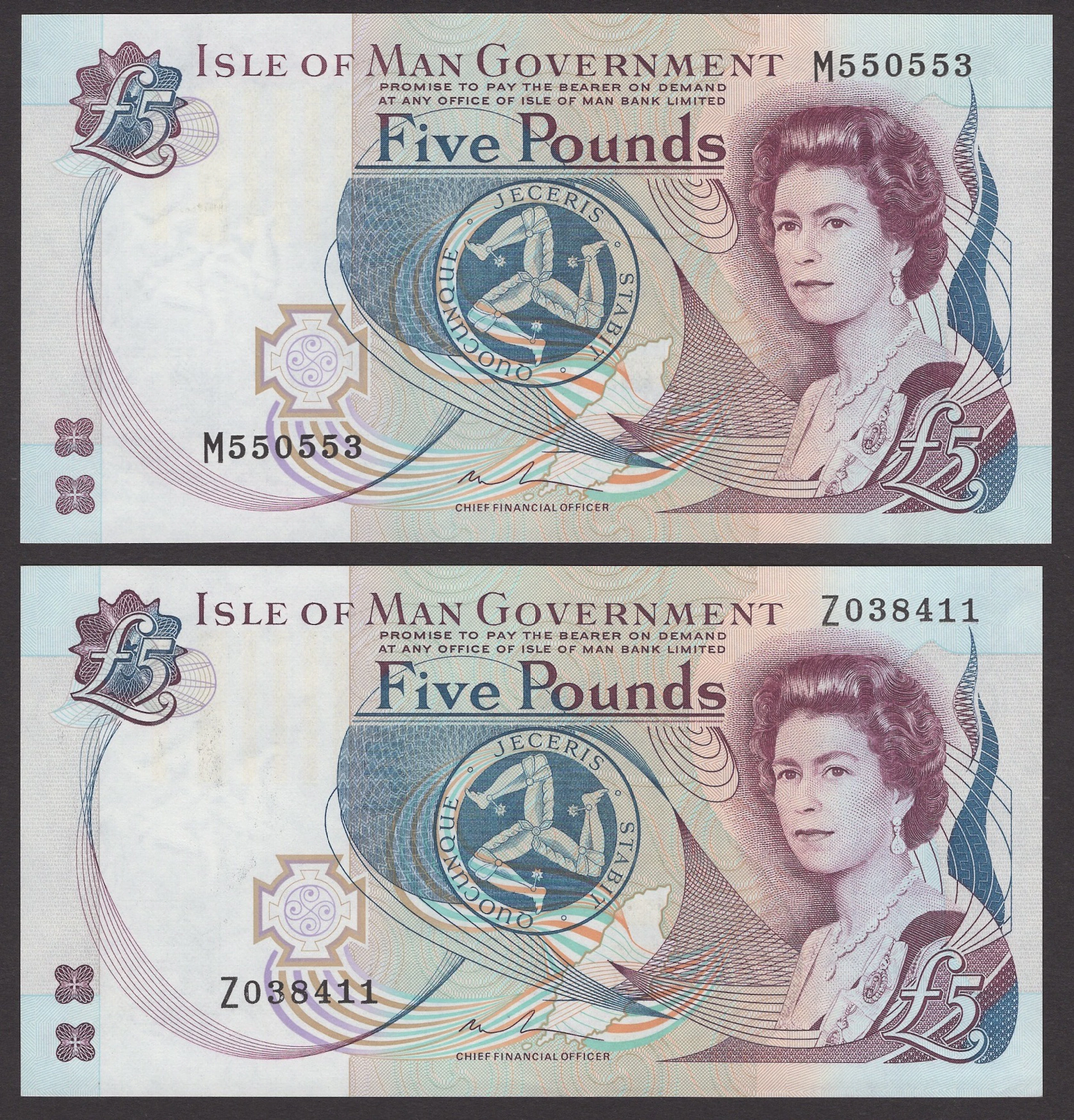 Isle of Man Government, Malcolm Couch, £5 (2), ND (c.2013), serial