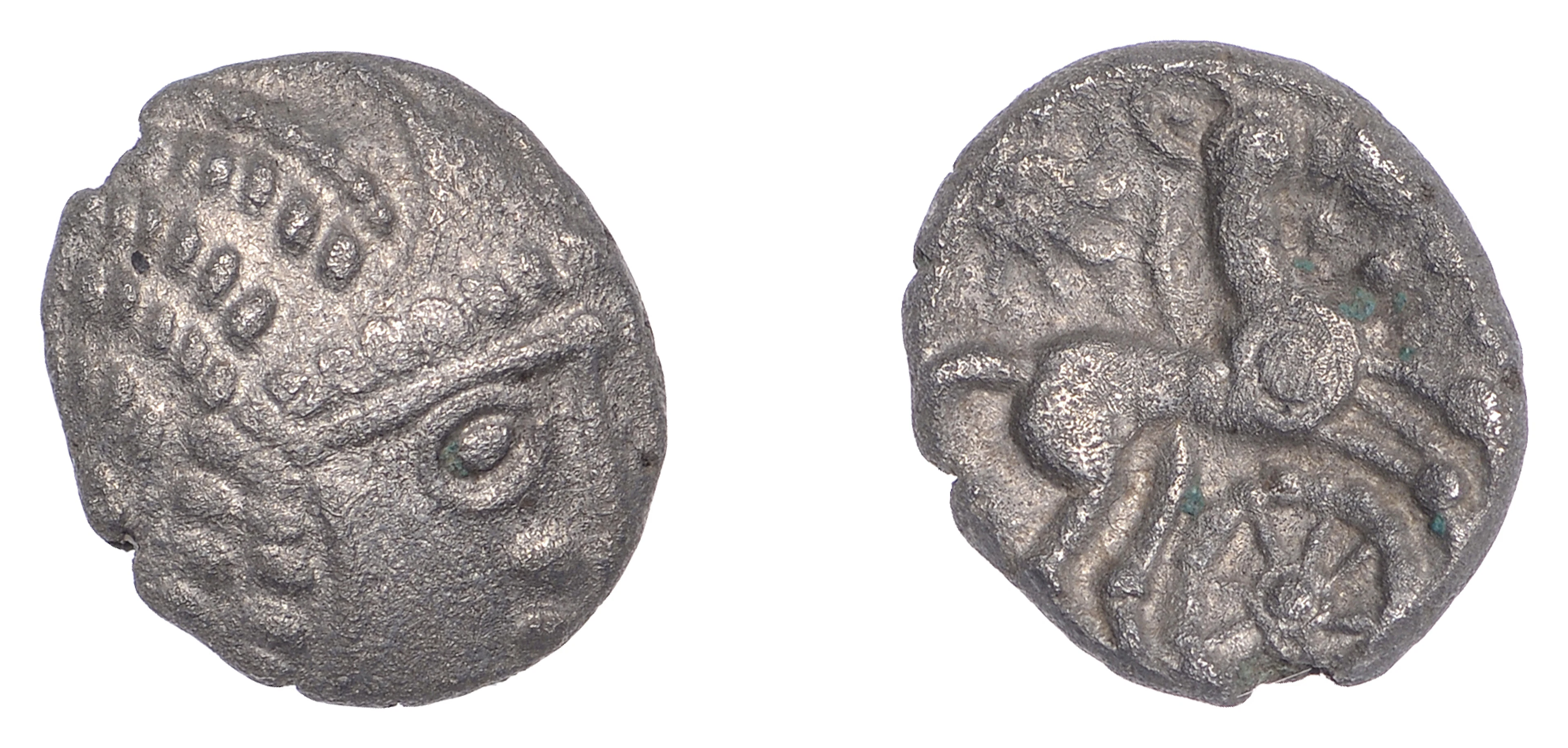 British Iron Age, BELGAE, Uninscribed issues, silver Unit, Danebury