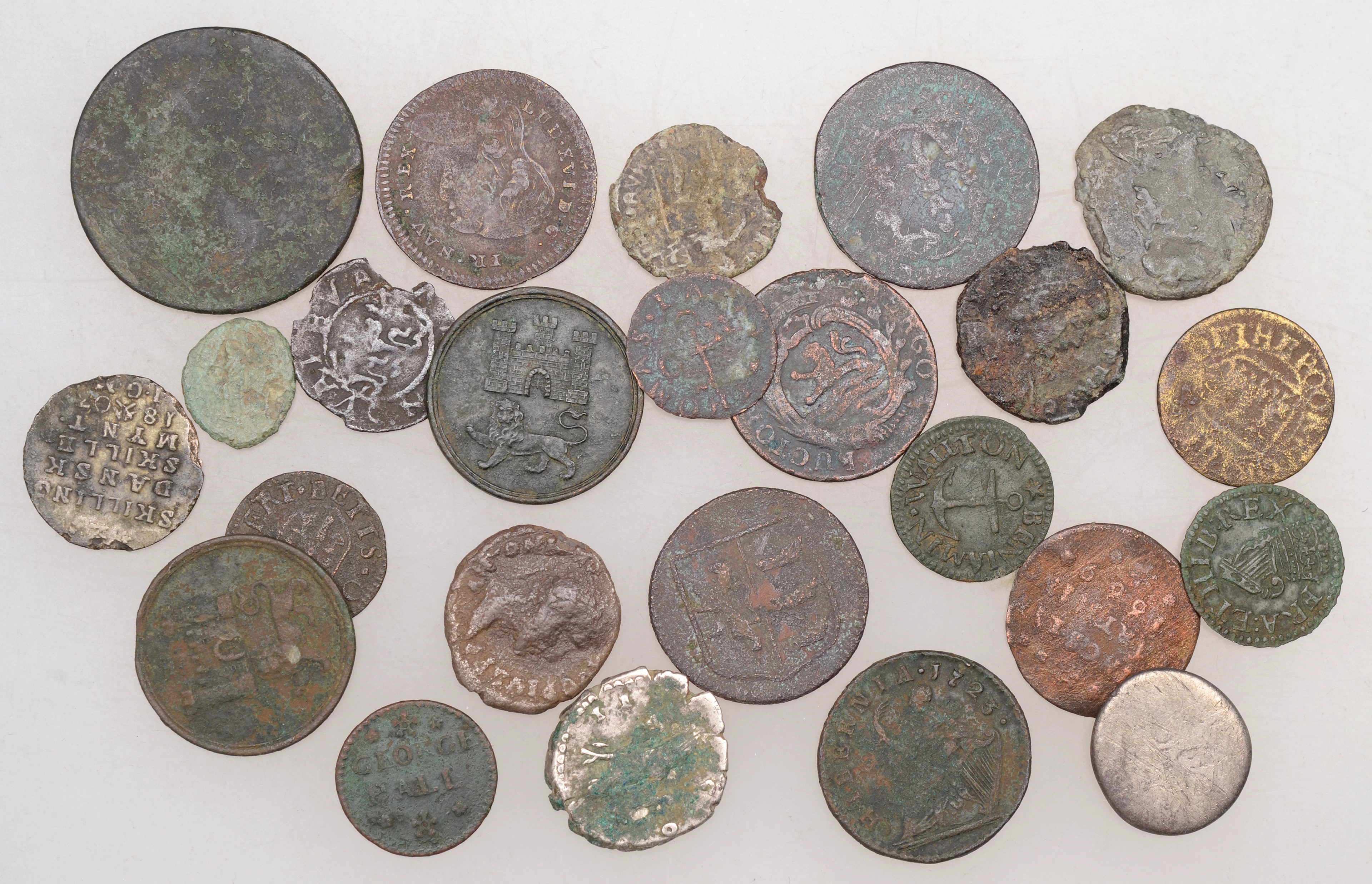Miscellaneous tokens (17) and Roman coinages (7) [24]. Varied state £90-£120
