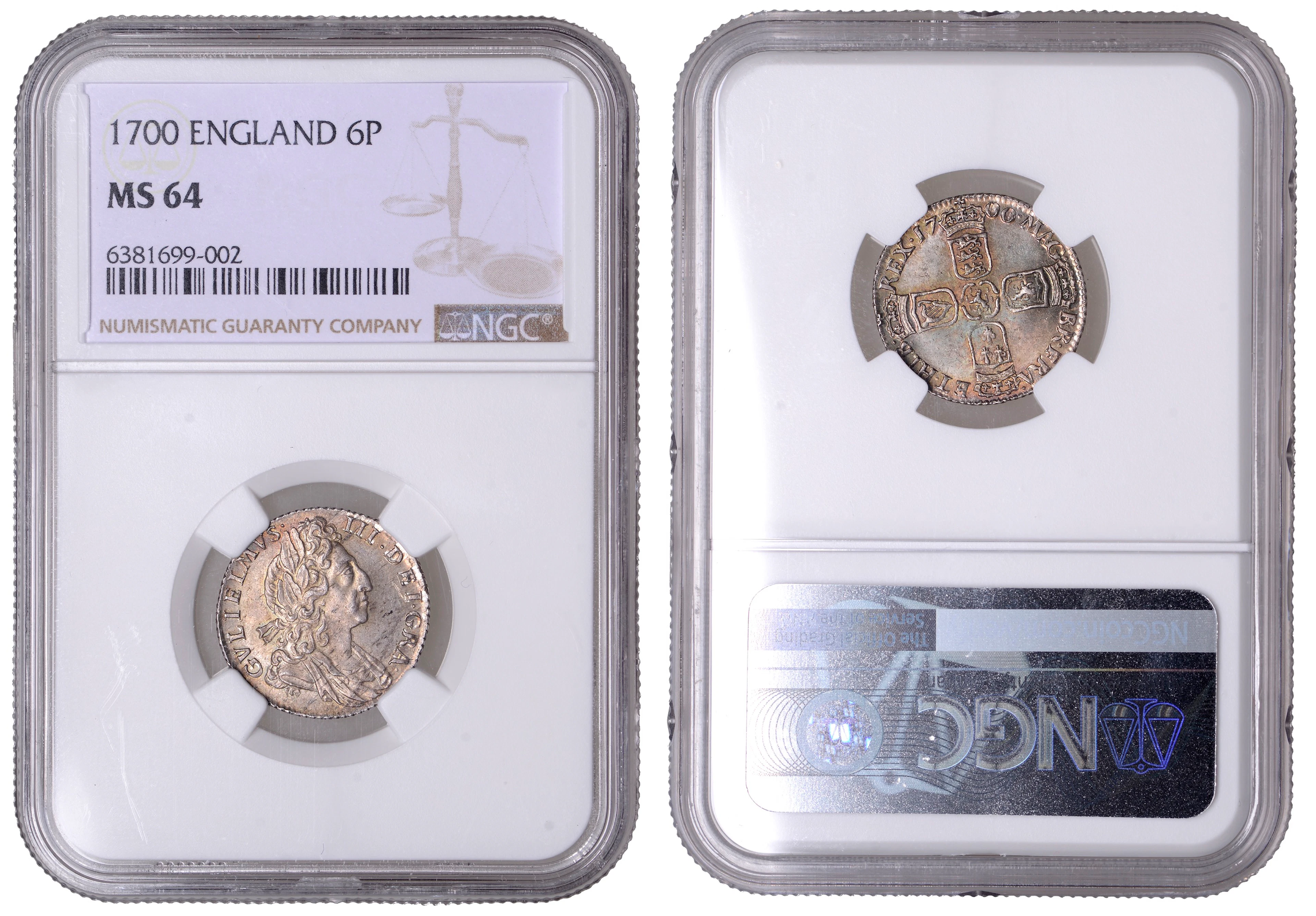 William III (1694-1702), Sixpence, 1700, third bust (ESC 1250; S 3538).