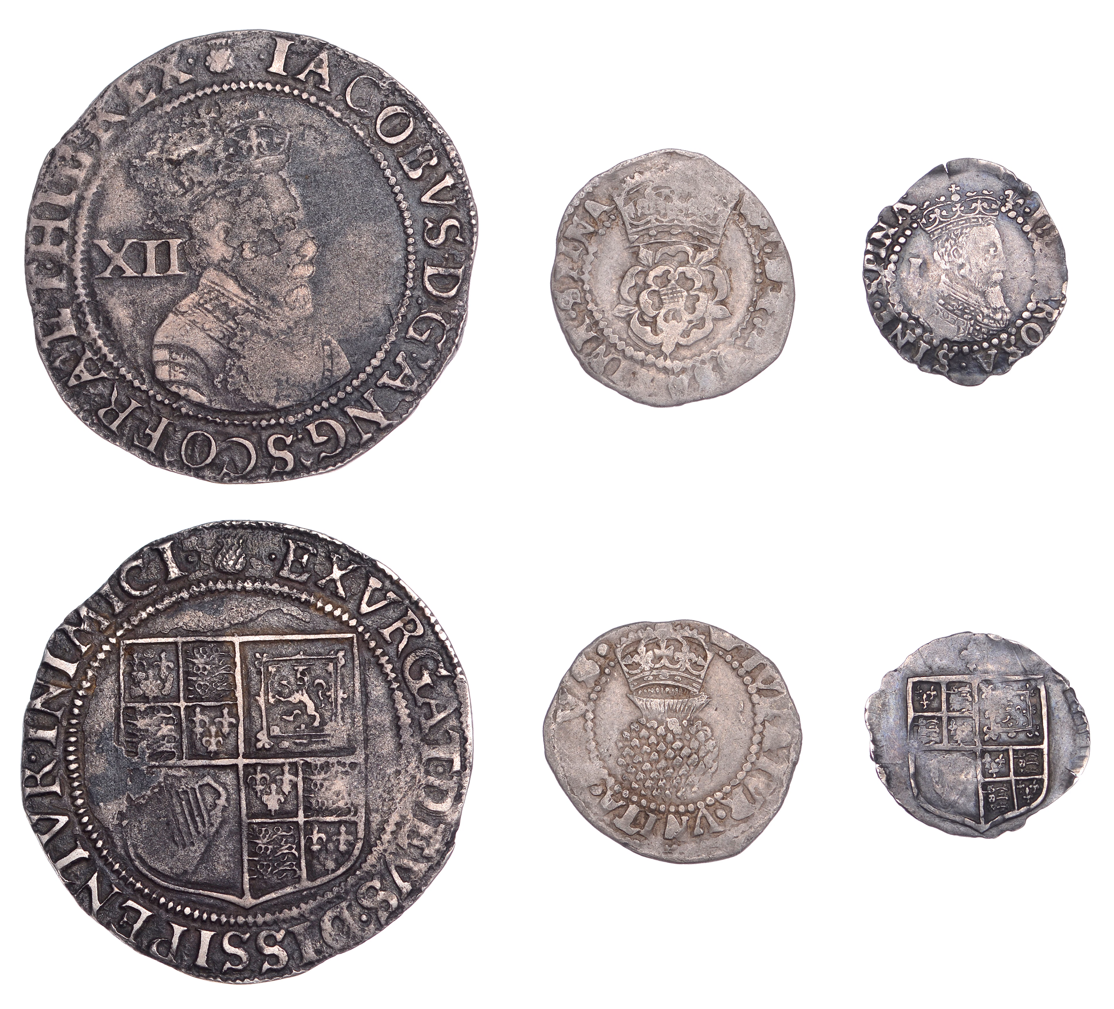 James I, First Coinage, Shilling, first bust, mm. thistle, 5.24g/10h