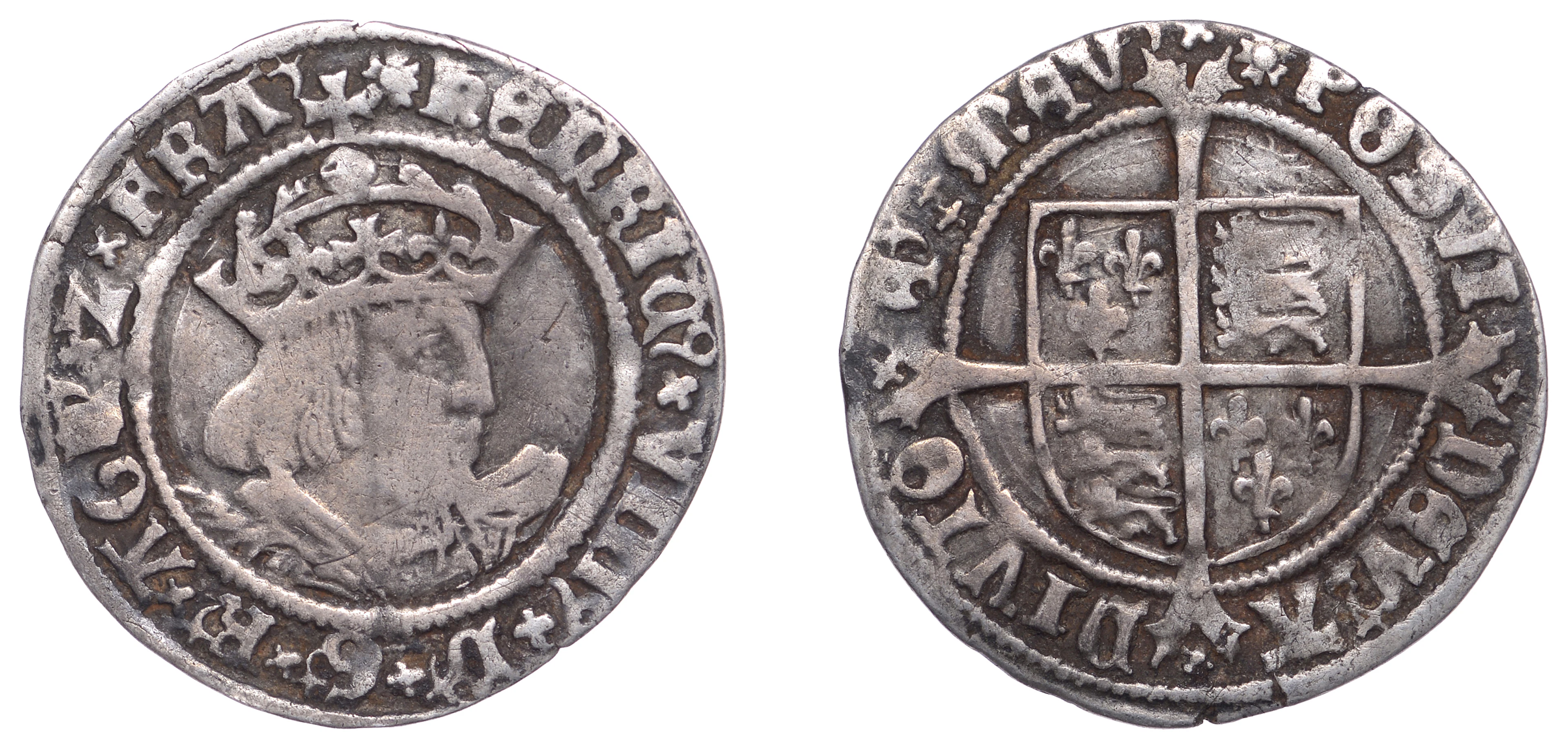 Henry VIII (1509-1547), Second coinage, Groat, mm. rose, bust D, saltires
