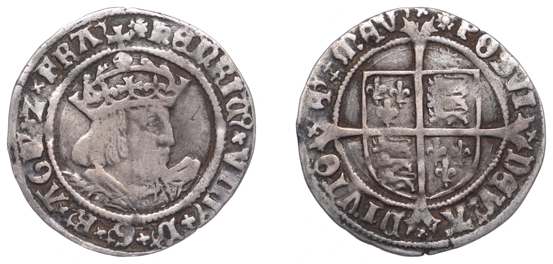 Henry VIII (1509-1547), Second coinage, Groat, mm. rose, bust D, saltires