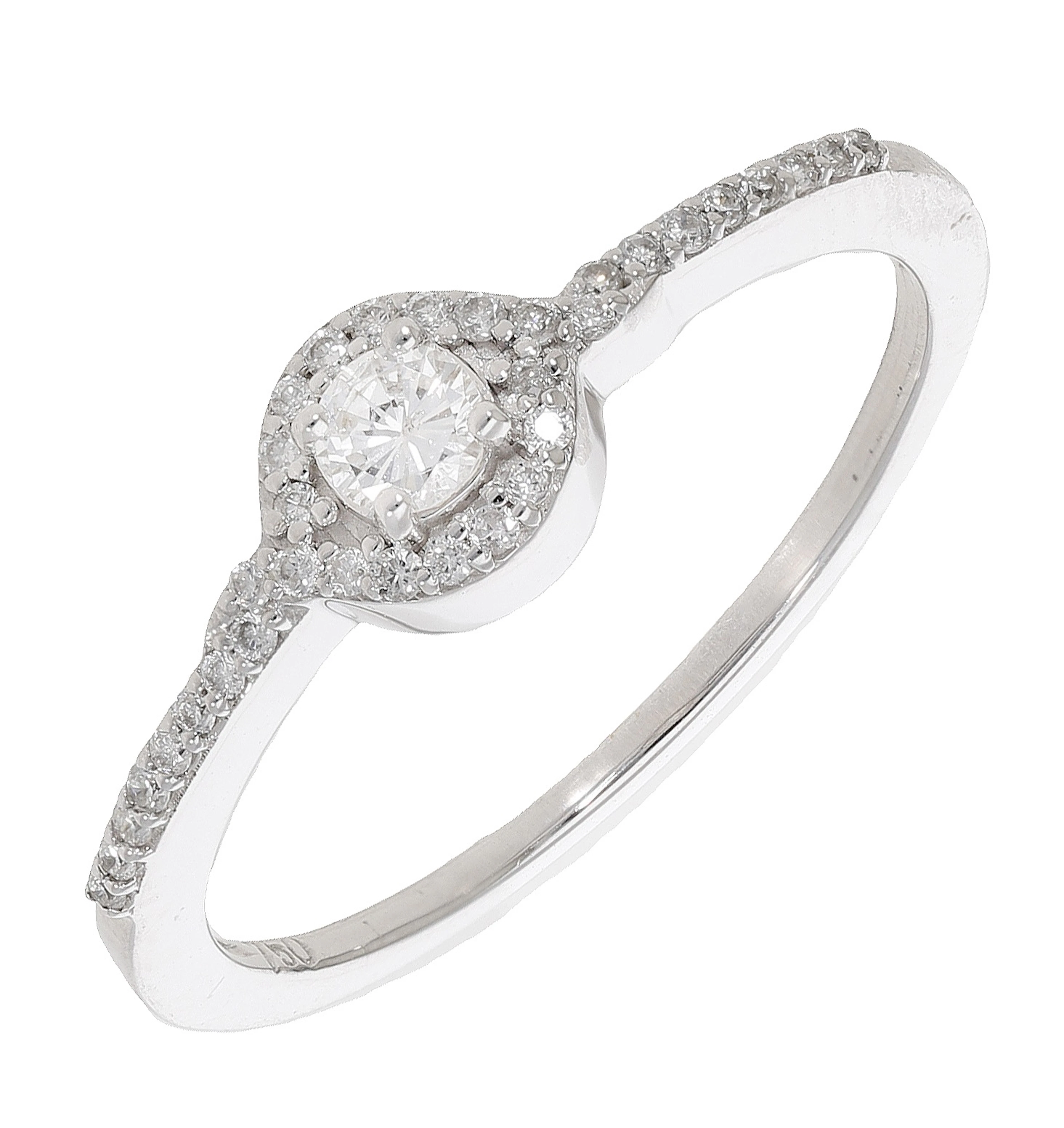 A diamond cluster ring, set with a brilliant-cut diamond within a