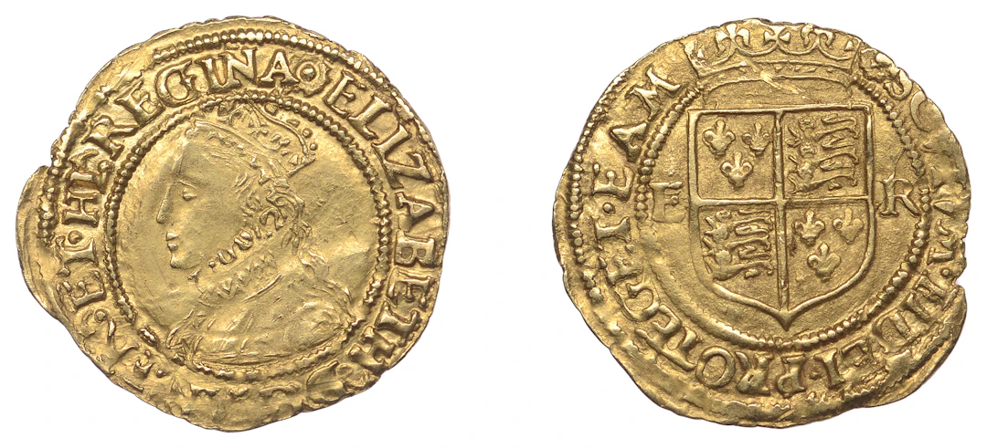 Elizabeth I (1558-1603), Third issue, gold Halfcrown, mm. rose [1565]