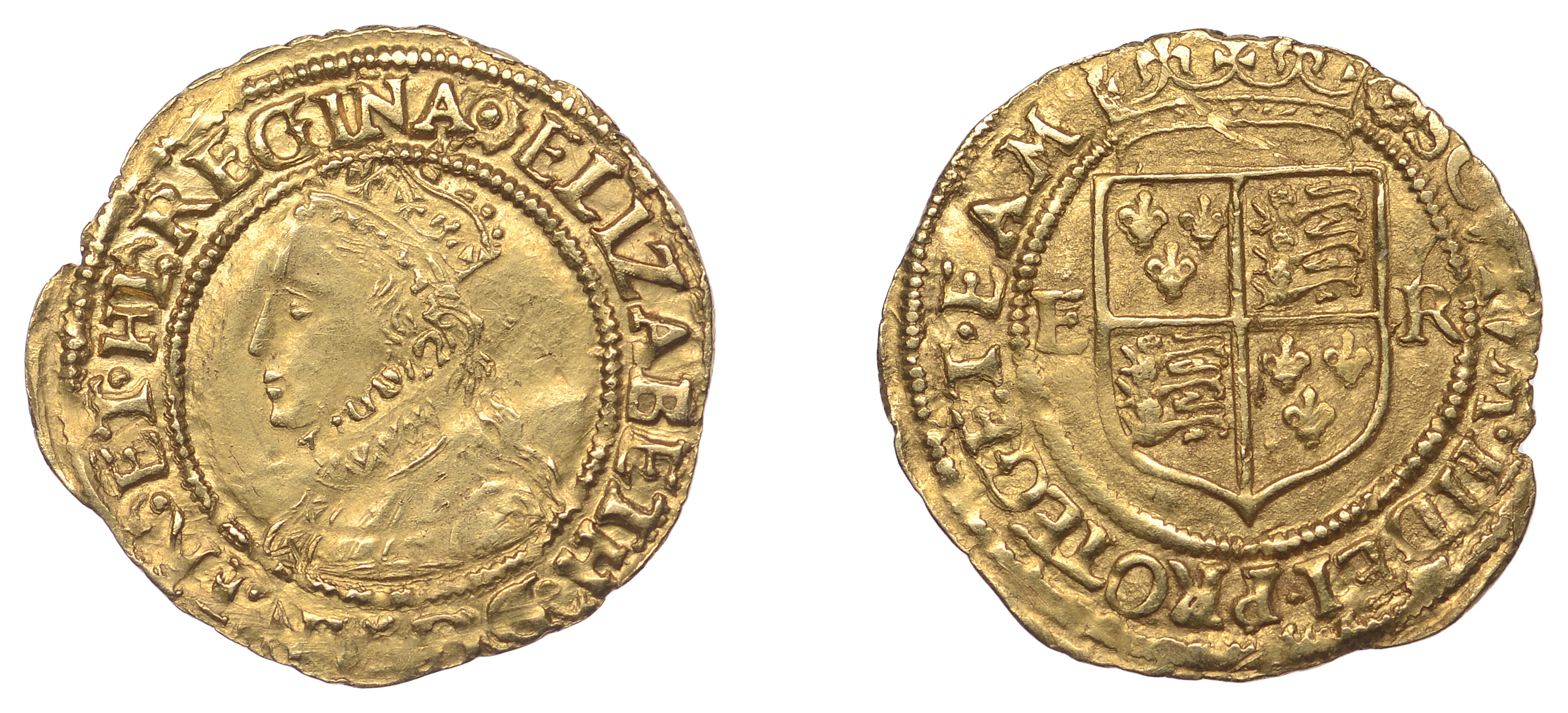 Elizabeth I (1558-1603), Third issue, gold Halfcrown, mm. rose [1565]