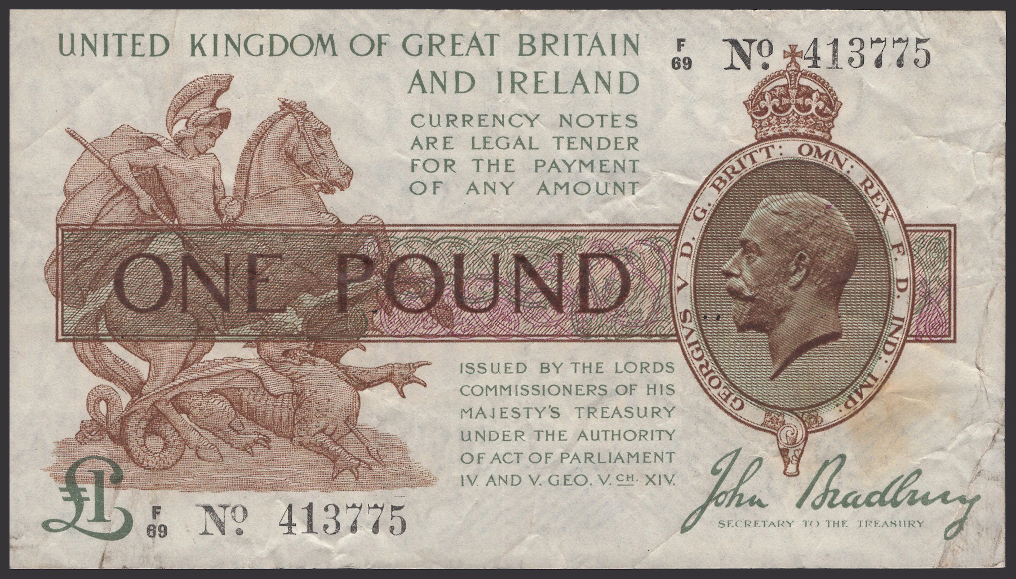 A Group of Notes, comprising Treasury Series, John Bradbury, £1, 22