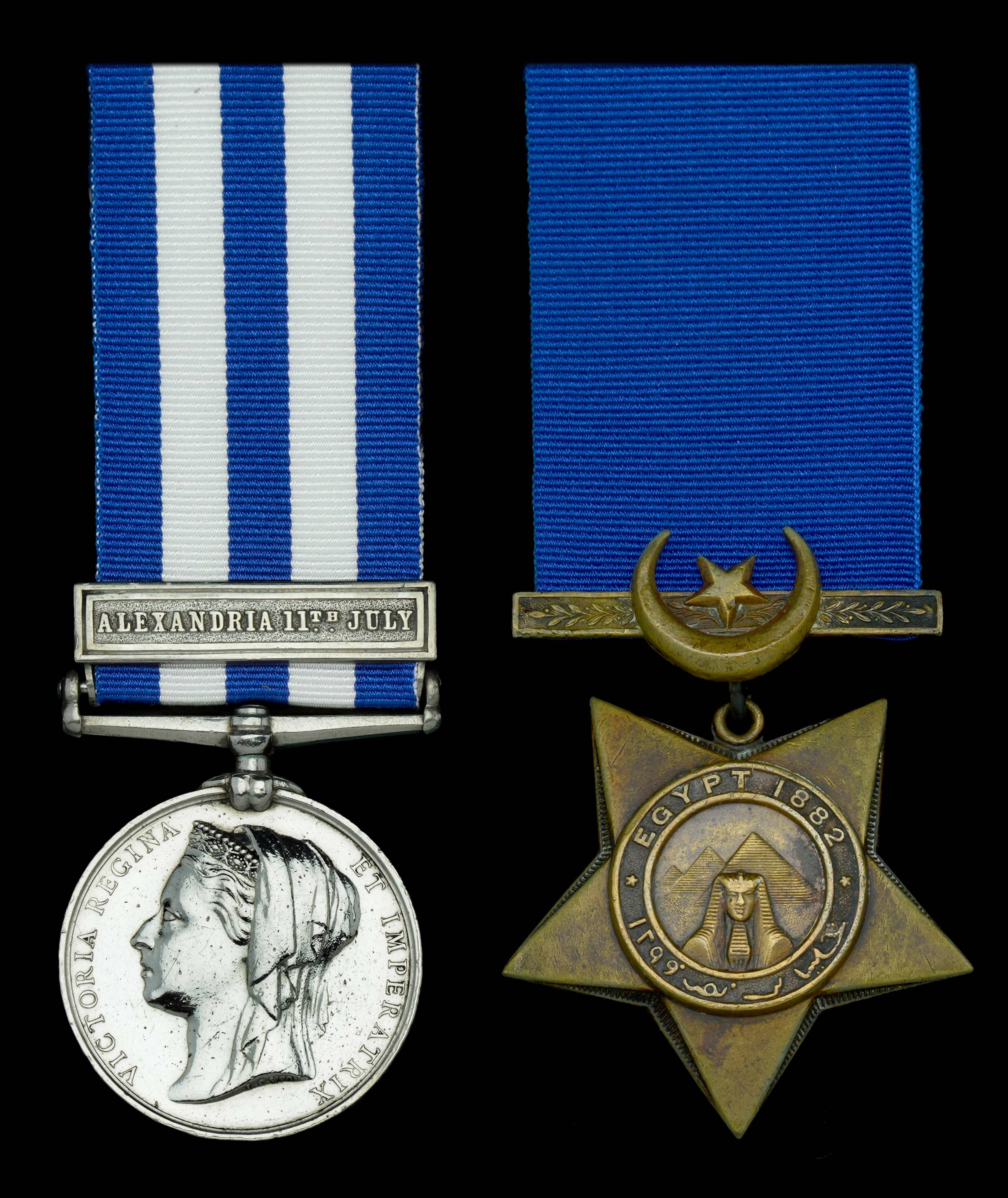 Pair: Able Seaman D. Cobell, Royal Navy Egypt and Sudan 1882-89, dated