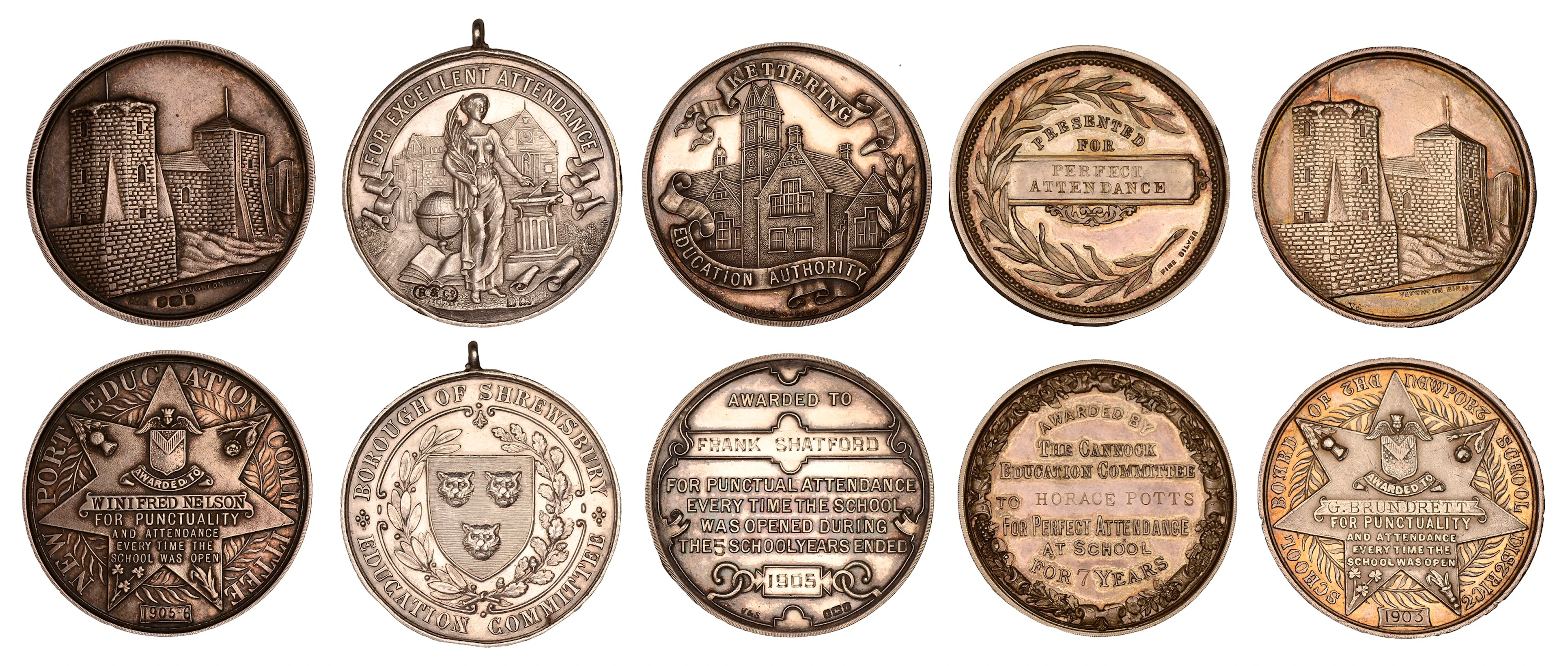 Great Britain, MONMOUTHSHIRE, Newport School Board, silver attendance