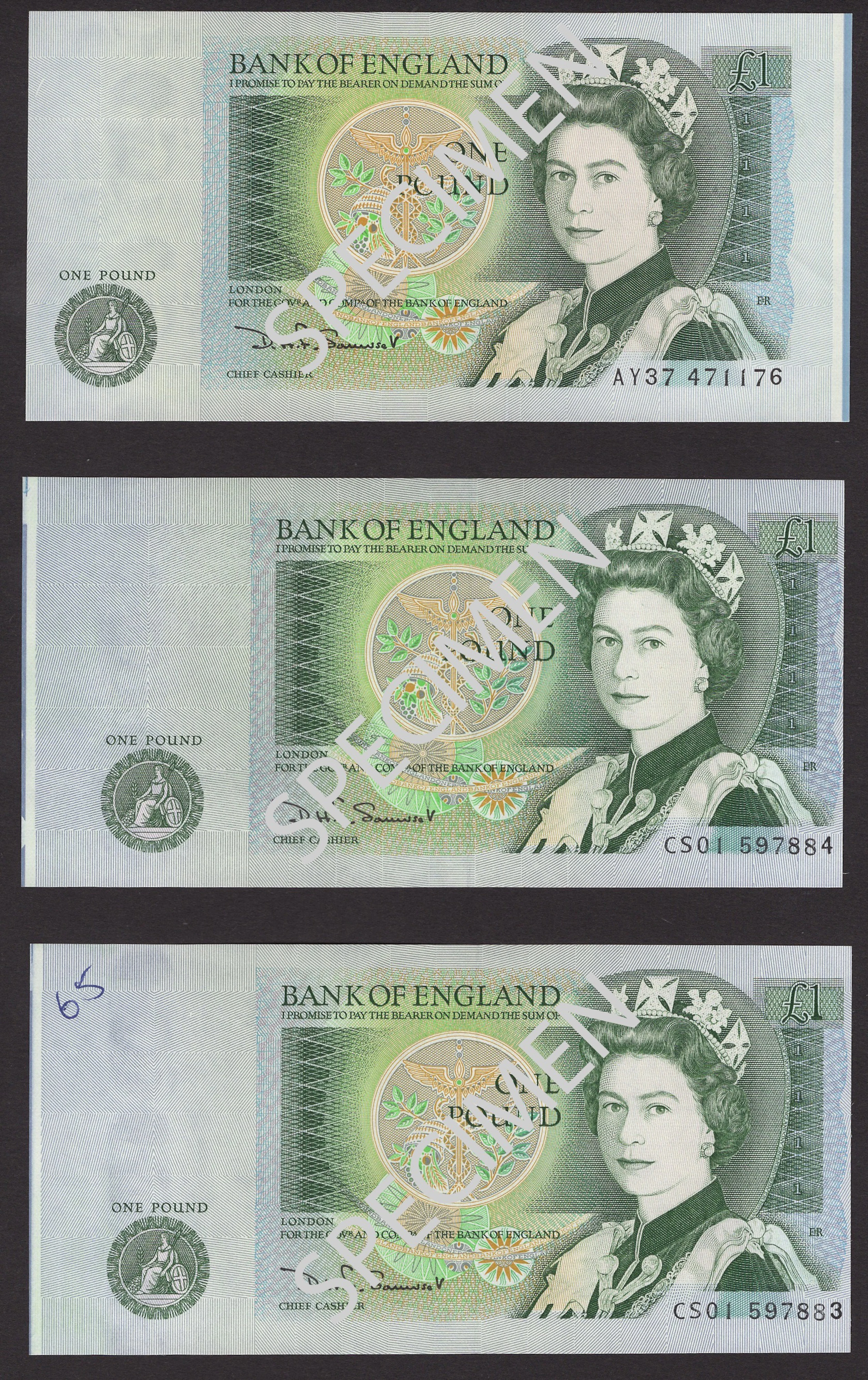 ERROR: Bank of England, David H. F. Somerset, £1 (3), 20 March 1981