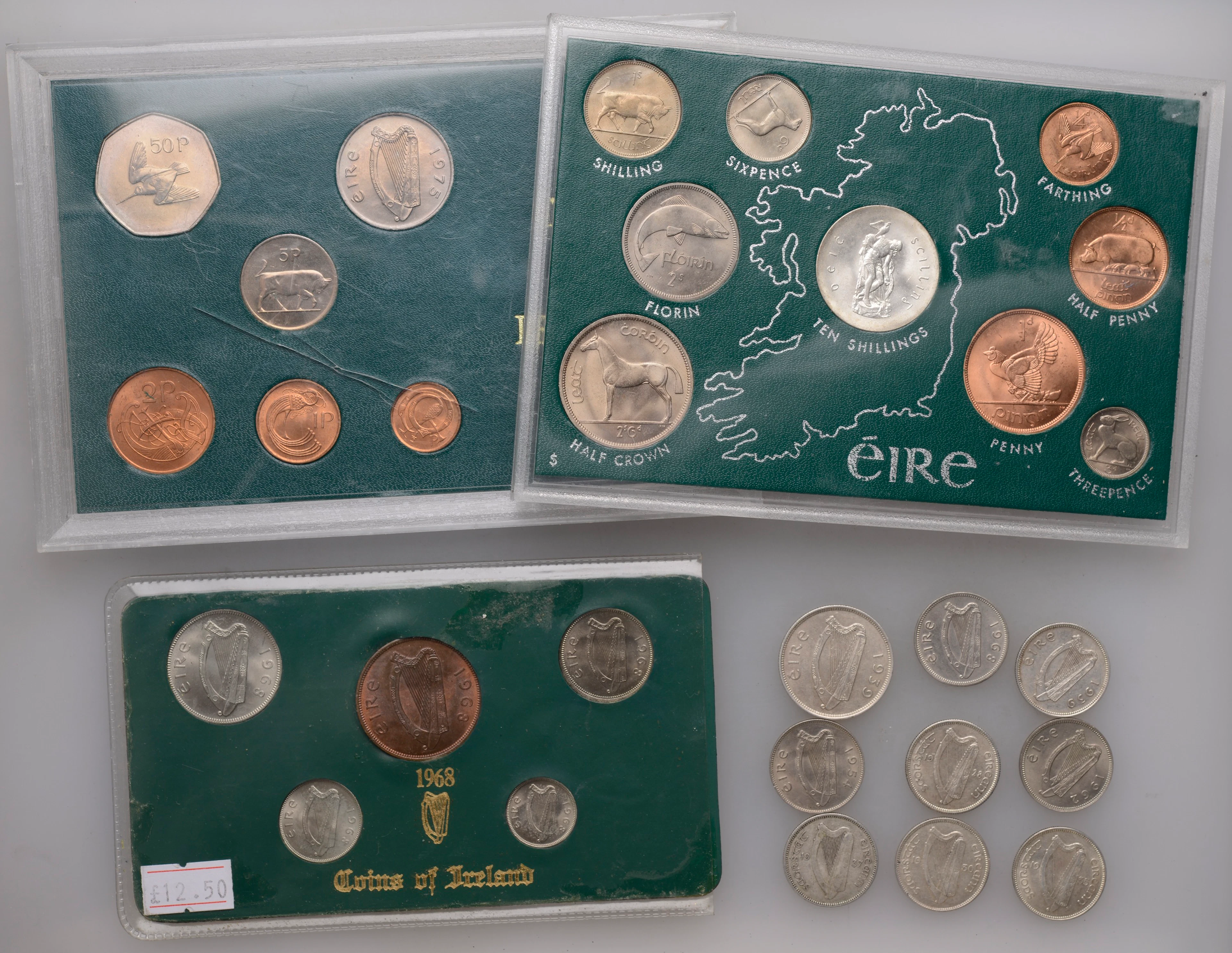 Ireland, Eire, Florin, 1939 (S 6634); Shillings (8), 1928, 1930, 1935