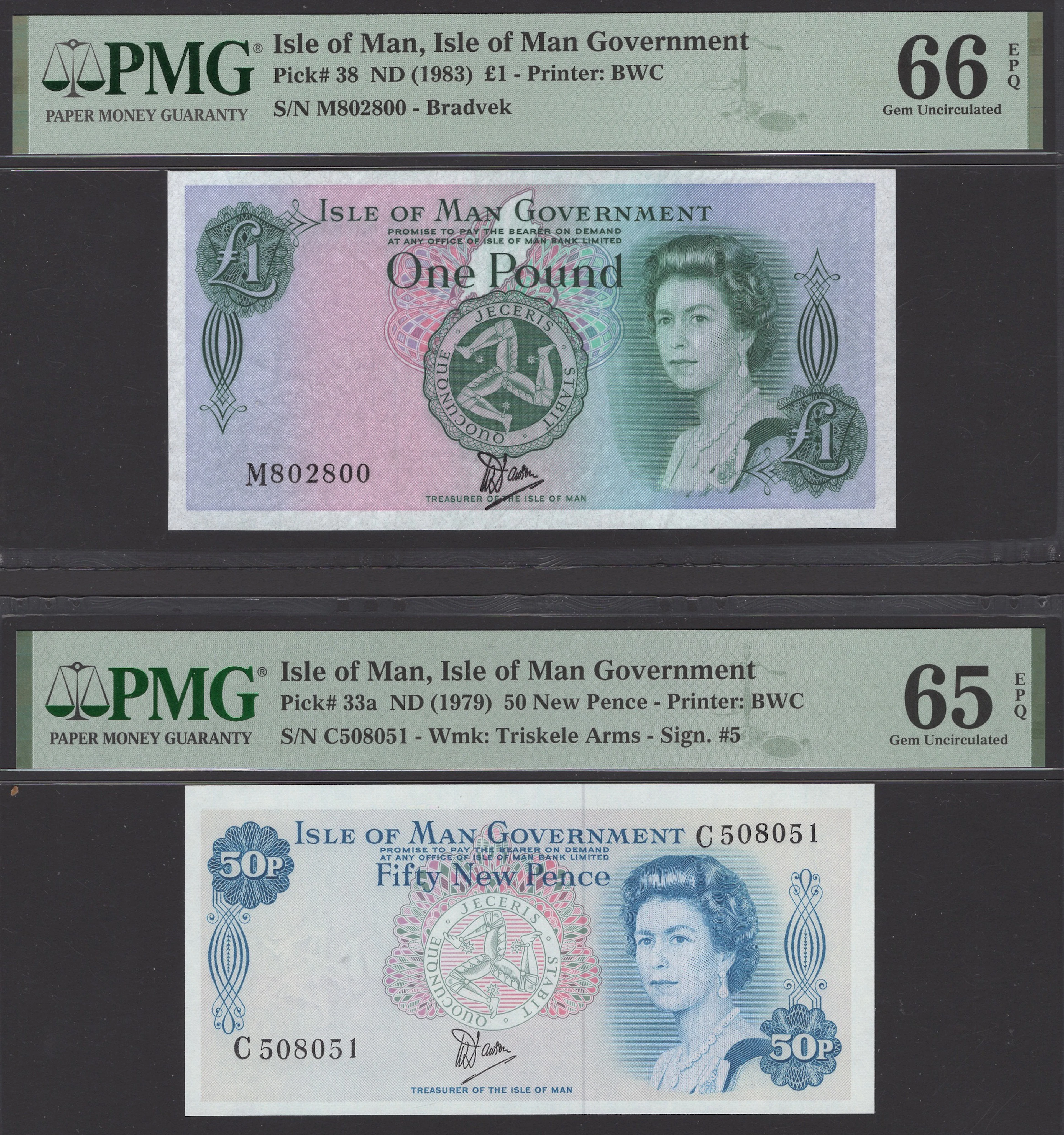 Isle of Man Government, W.Dawson, 50 New Pence (3), 19 February 1981