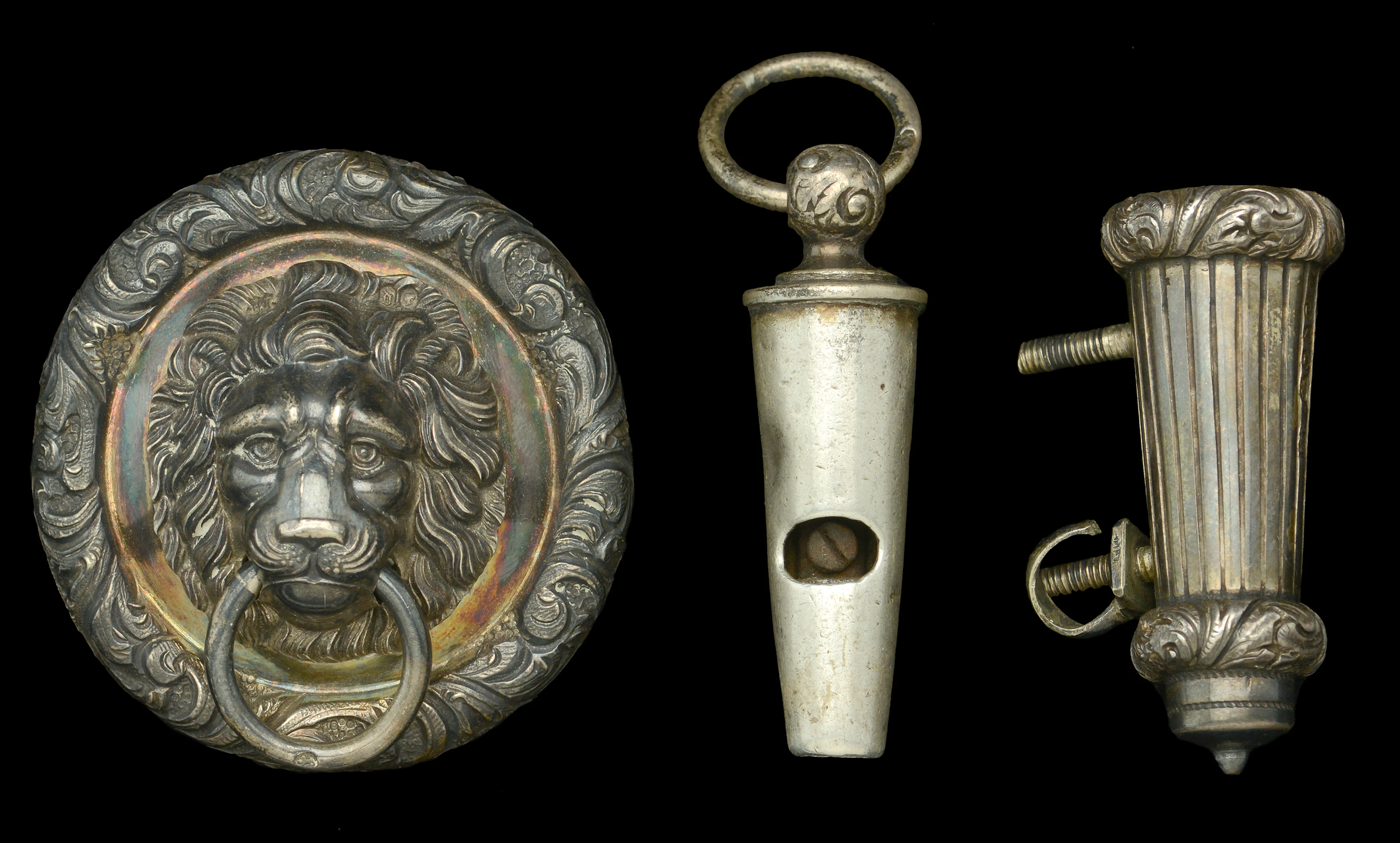 A Rifles Officer’s Whistle and Lion Head Boss. A good example standard