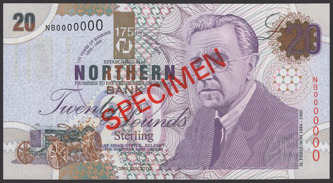 Northern Bank Limited, specimen £20, 1 September 1999, serial number