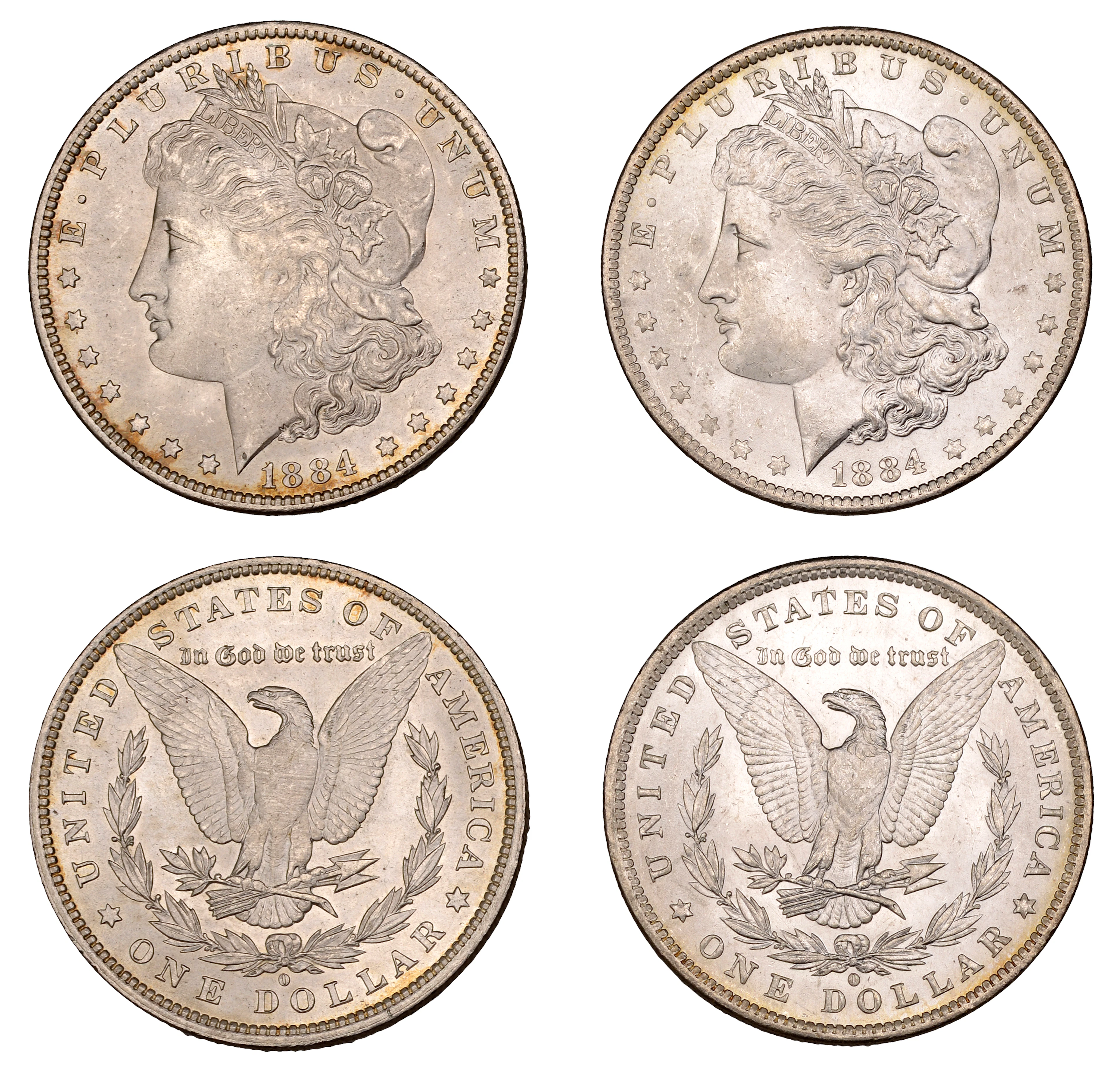 United States of America, Dollars (2), both 1884o, New Orleans (KM