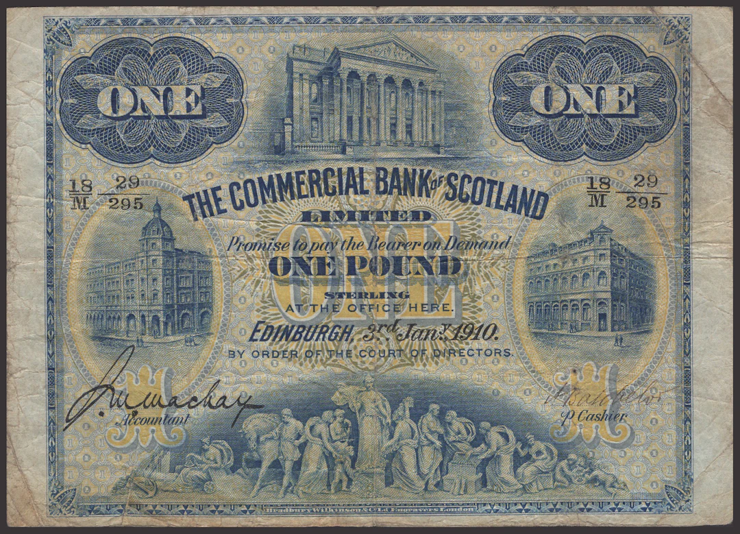 Commercial Bank of Scotland Limited, £1, 3 January 1910, serial number