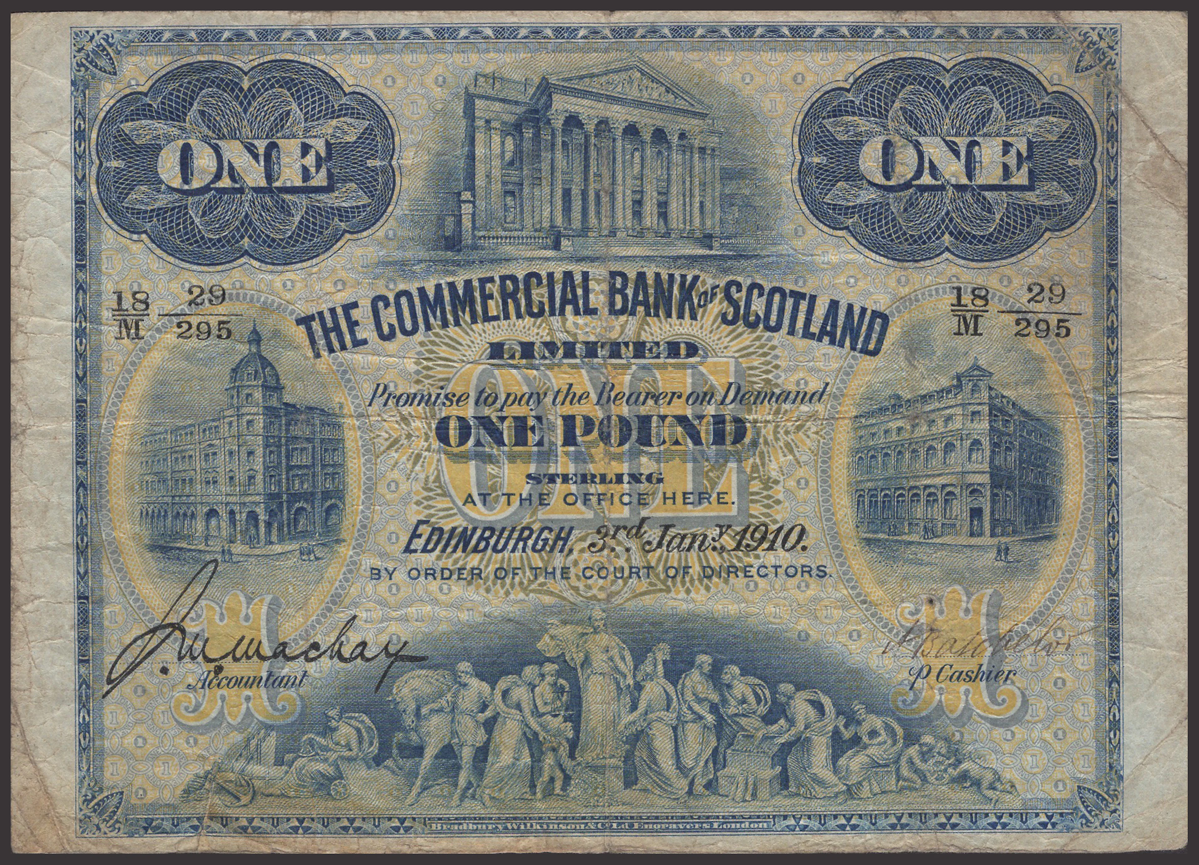Commercial Bank of Scotland Limited, £1, 3 January 1910, serial number