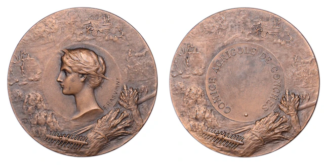 FRANCE, Ceres, c. 1925, a bronze award medal by F. Rasumny for A.
