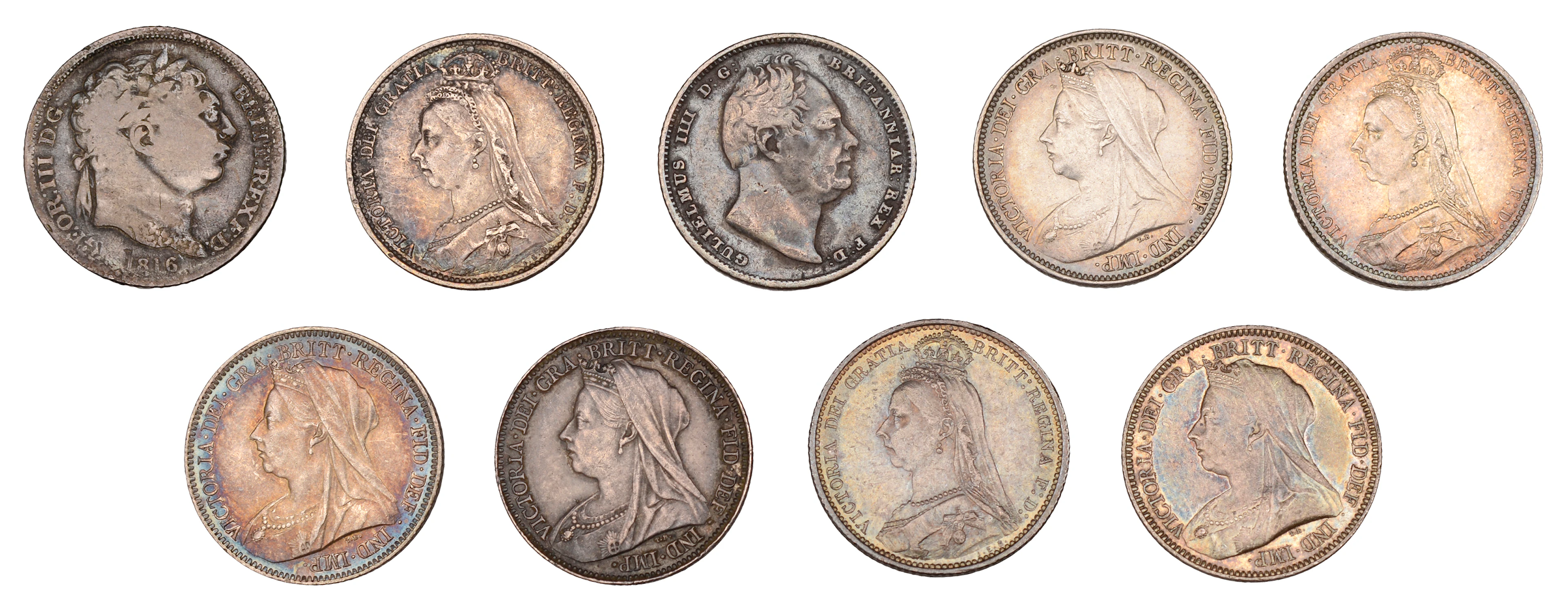 Victoria, Sixpences (7), 1887 (2), 1889, 1893, 1897, 1900, 1901 (S