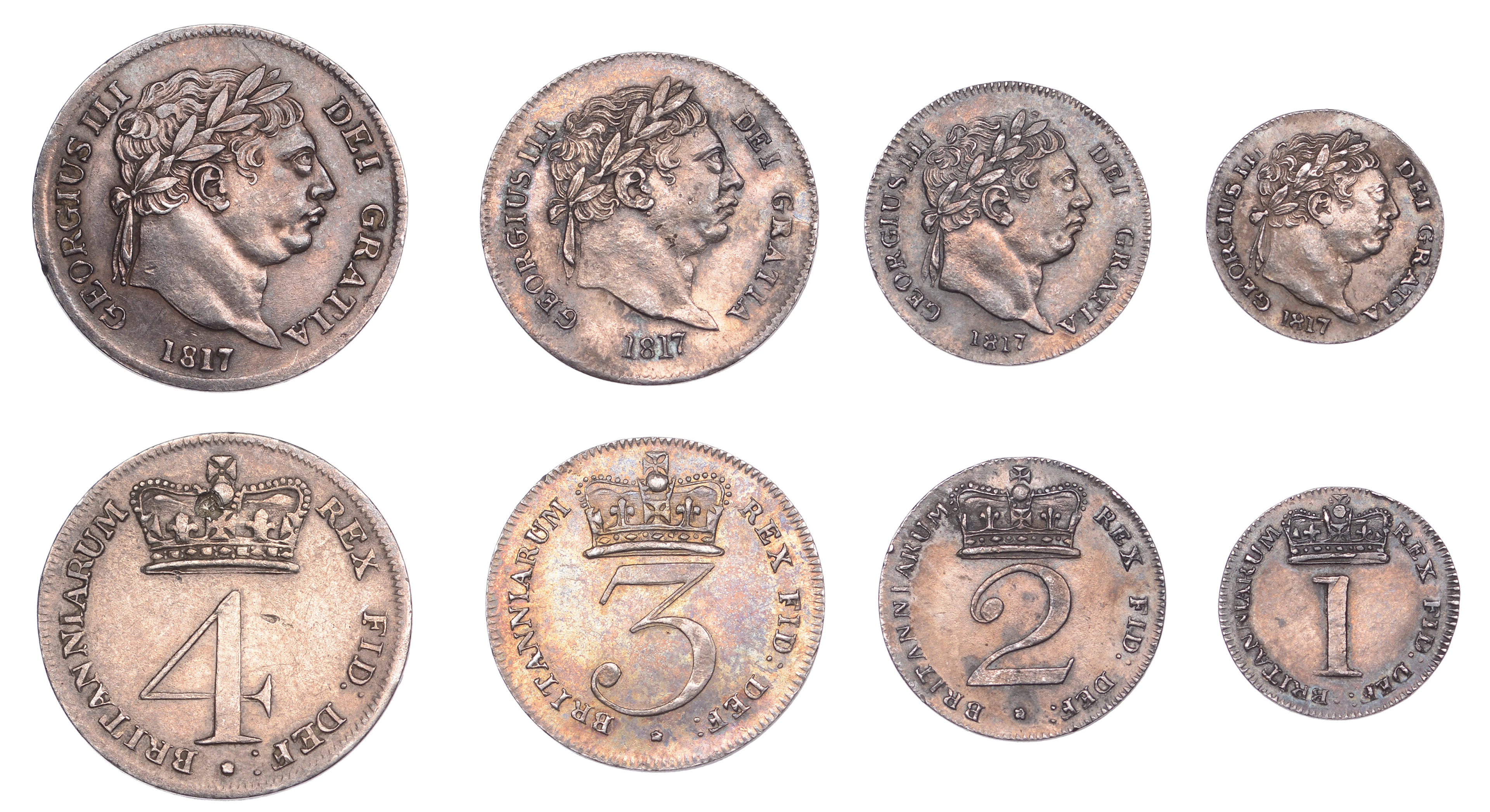 George III (1760-1820), New coinage, Maundy Set, 1817 (ESC 2240; S
