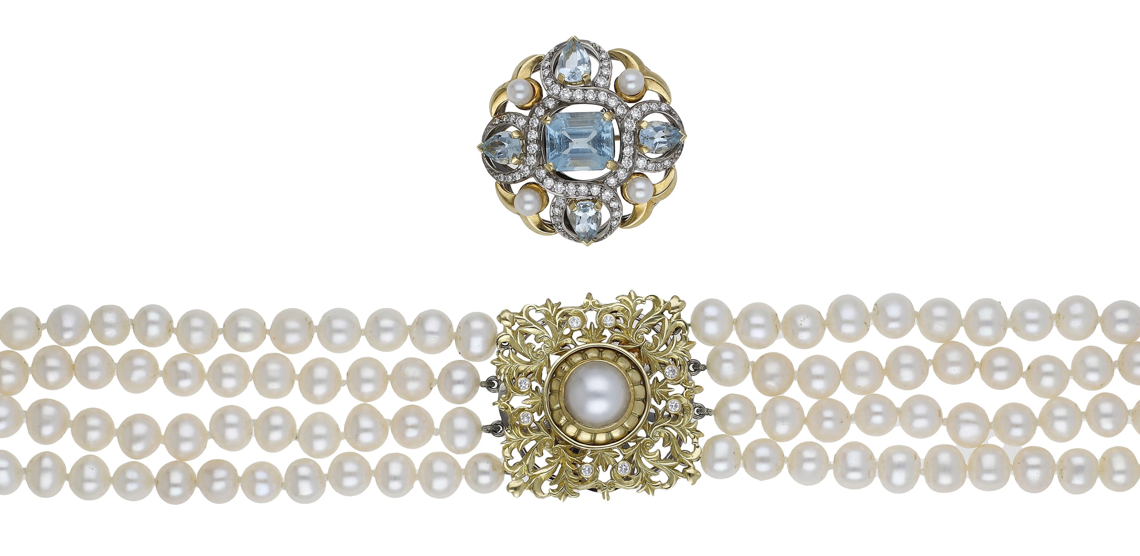 A convertible gem-set necklace / brooch by Cassandra Goad, 2000, the