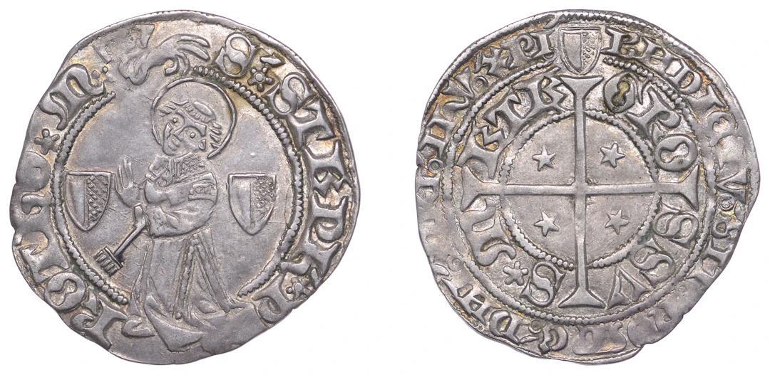 France: Feudal, METZ, City, Gros, c. 1400, St Stephen kneeling left