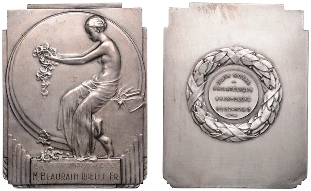 BELGIUM, Reconnaissance, 1936, an Art Déco plated bronze award plaque