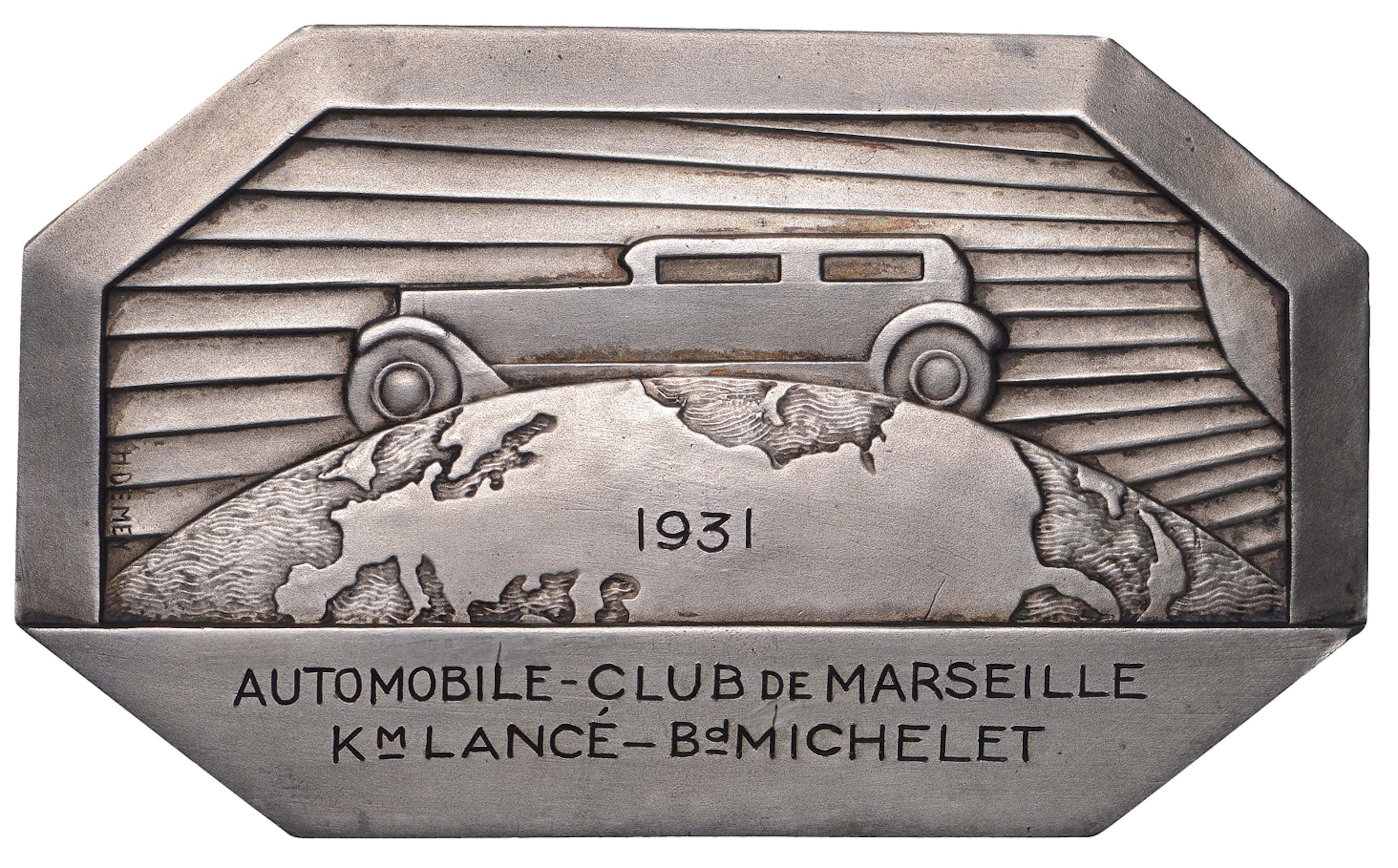 FRANCE, Automobile Club de Marseille, c. 1930, a uniface octagonal