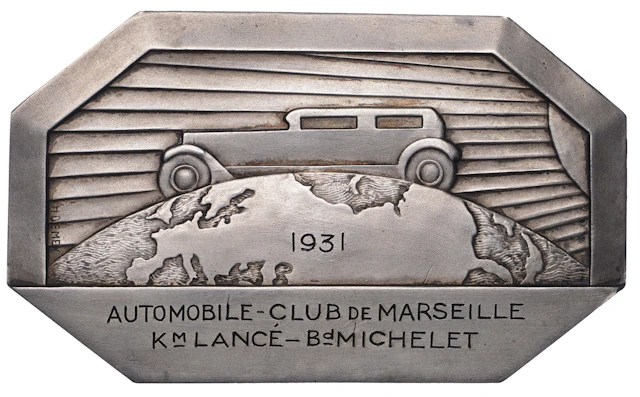 FRANCE, Automobile Club de Marseille, c. 1930, a uniface octagonal