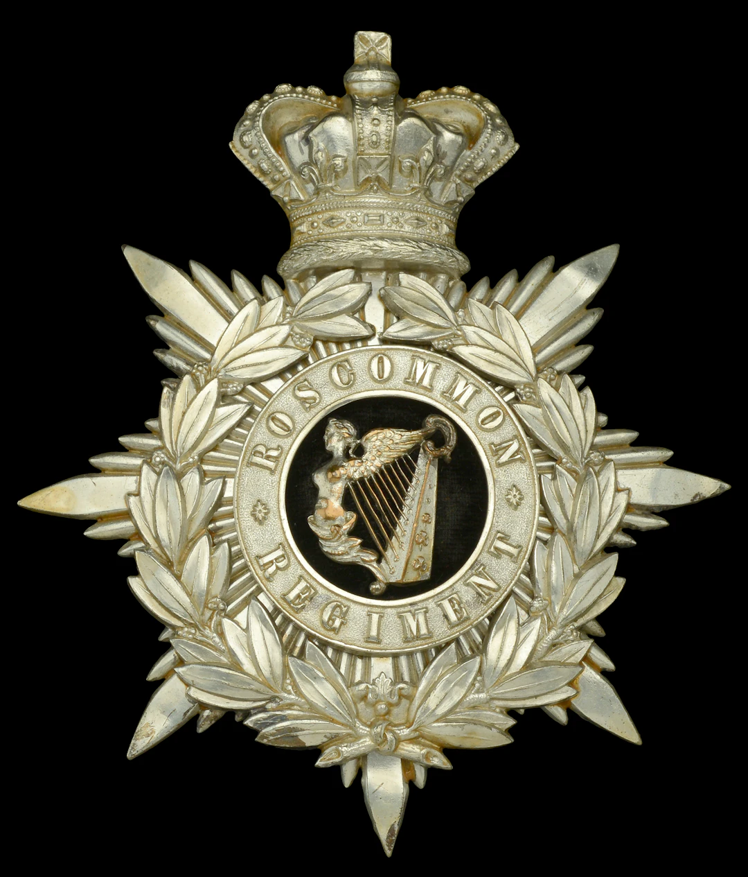 Roscommon Regiment Officer’s Helmet Plate. A very good and scarce