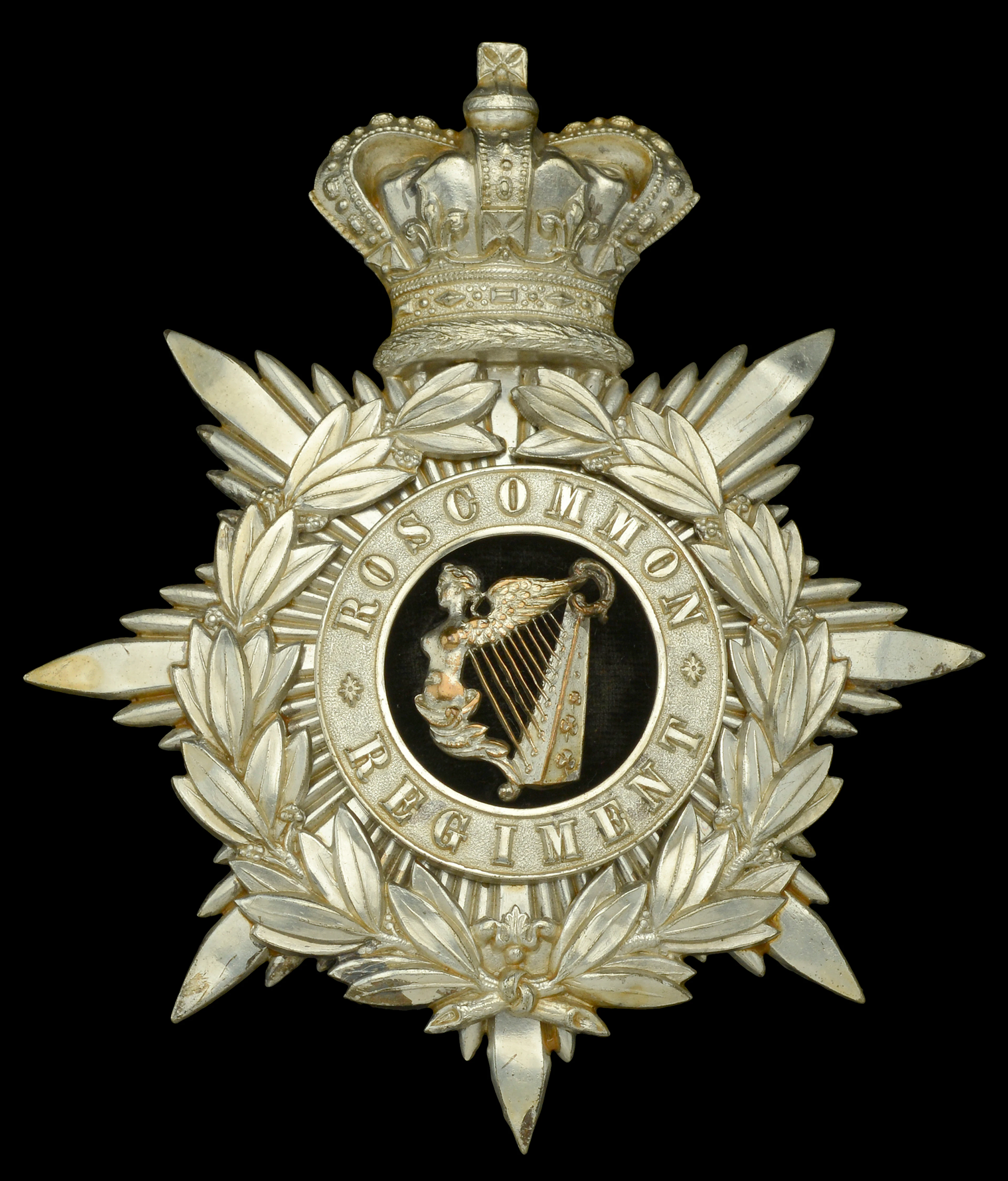 Roscommon Regiment Officer’s Helmet Plate. A very good and scarce