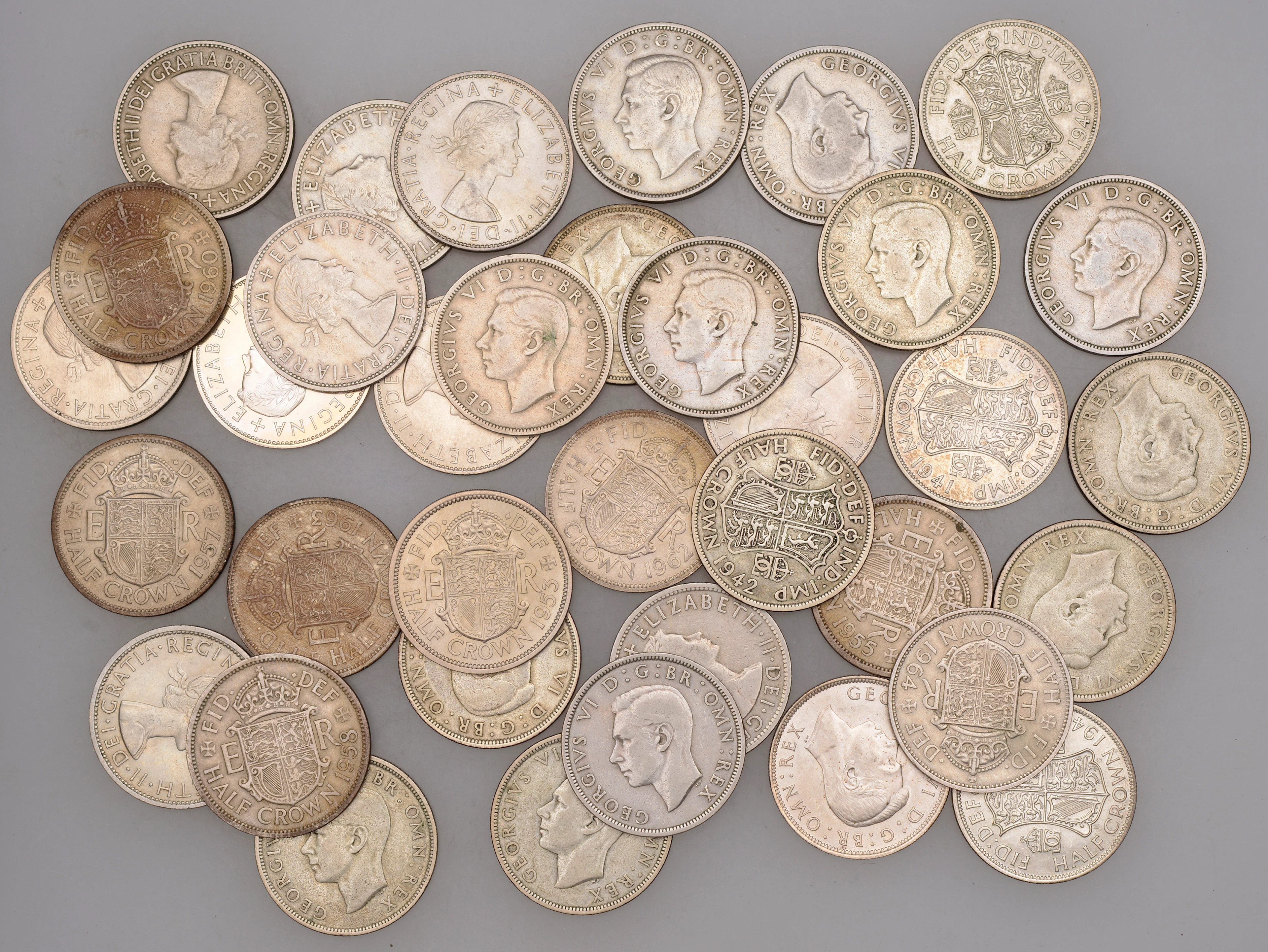 George VI, Halfcrowns (18), 1937-51 inclusive (S 4080, 4101, 4106);